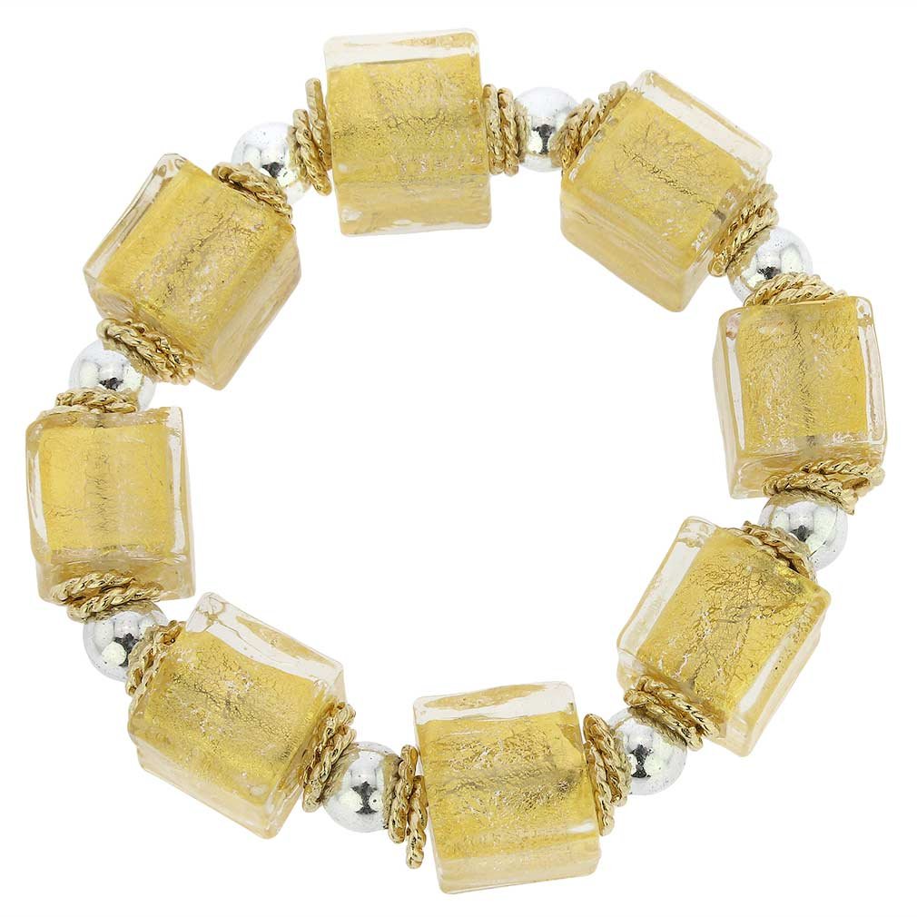 Glass Of Venice Brillio Venetian Cubes Bracelet in Gold - Elegant Italian Murano Glass Jewelry for Women, Perfect Gift for Birthday, Anniversary & Special Occasions