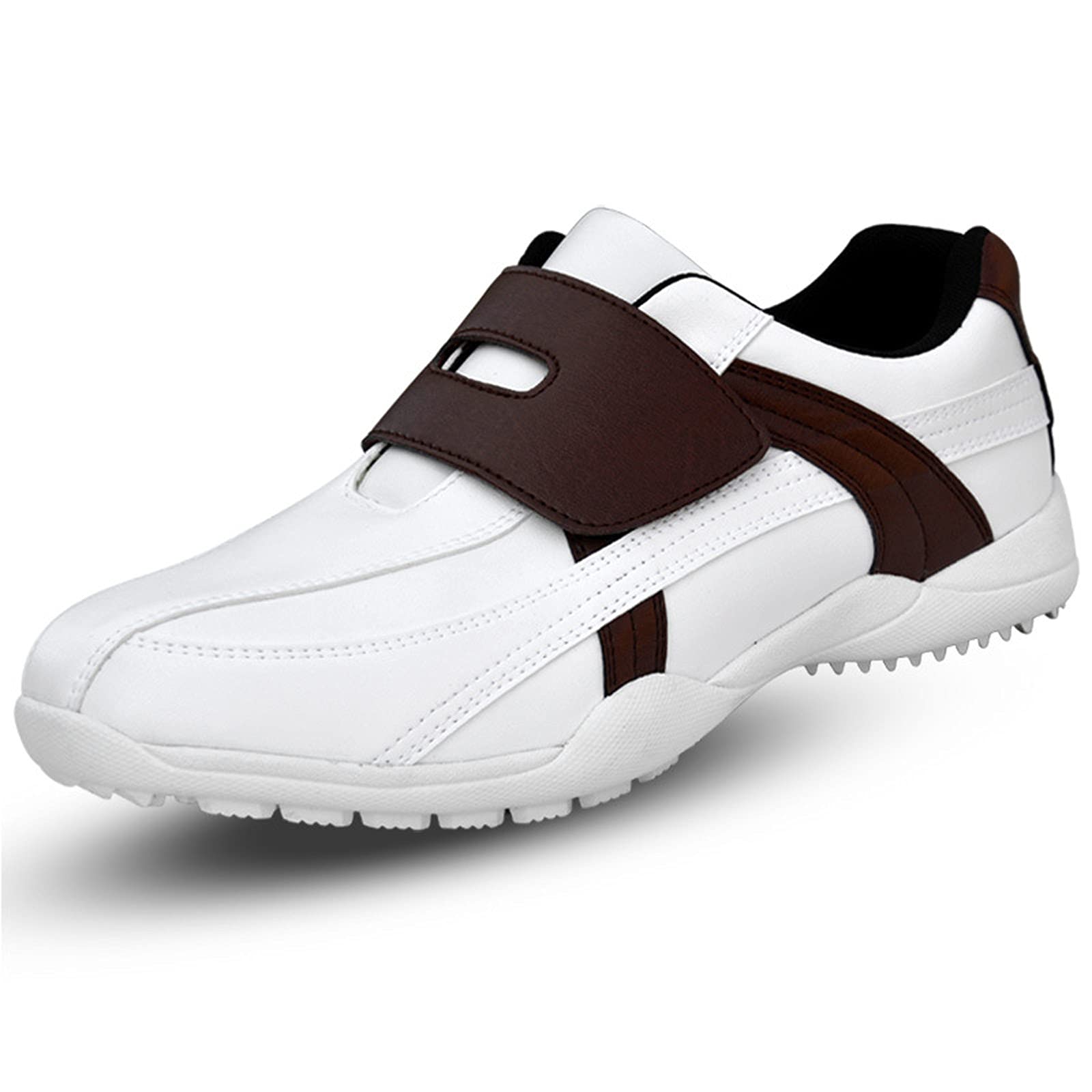 XSJK Men's Waterproof Golf Shoes - Anti-Slip Lightweight Spikeless Sneakers with Velcro Fastening for Golf, Hiking & Outdoor Sports (White, UK Size 6) - Perfect for Golf Courses, Casual Wear & Outdoor Adventures