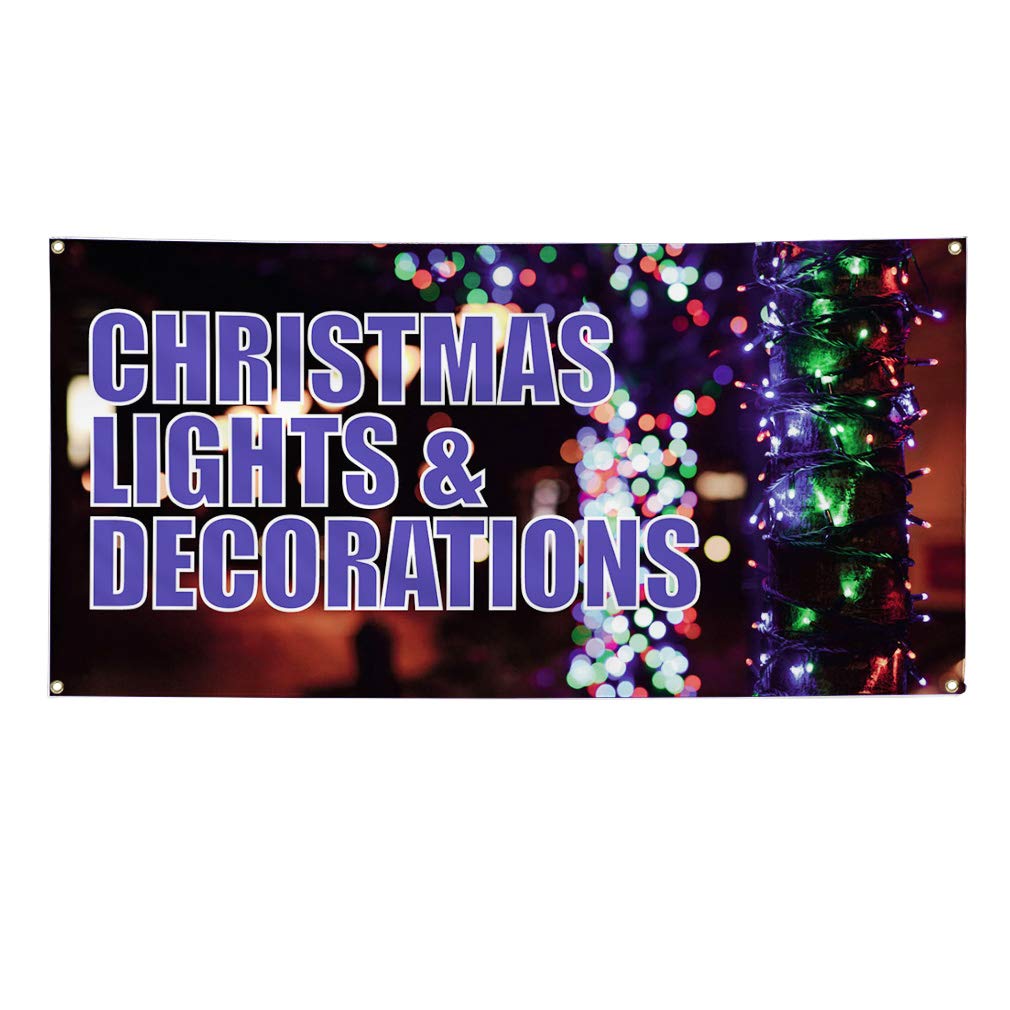 Vinyl Banner - 48x96 Inches Weatherproof Outdoor Sign with 8 Grommets for Christmas Decorations, Holidays & Special Occasions - Perfect for Yard, Party, and Commercial Use