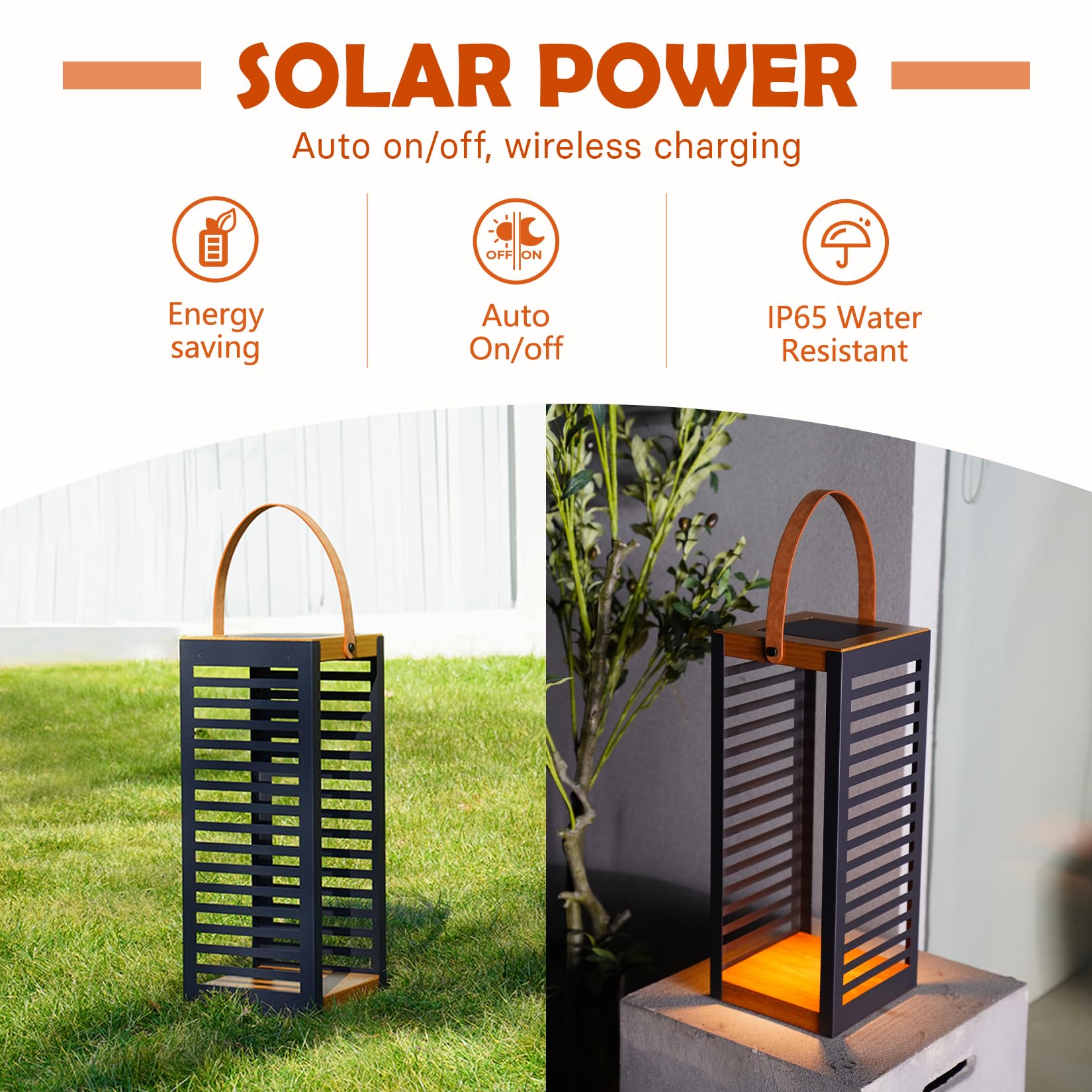Solar Powered Outdoor Floor Lamp - Waterproof Metal Solar Lantern with Handle for Patio, Garden, Yard, Porch - Perfect for Landscape Lighting, Pathway Illumination, and Backyard Decor