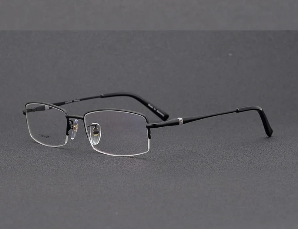 Aimee Unisex Semi-Rimless Square Titanium Eyeglasses Frame 65023 - Lightweight Durable Glasses for Work, Reading & Everyday Wear