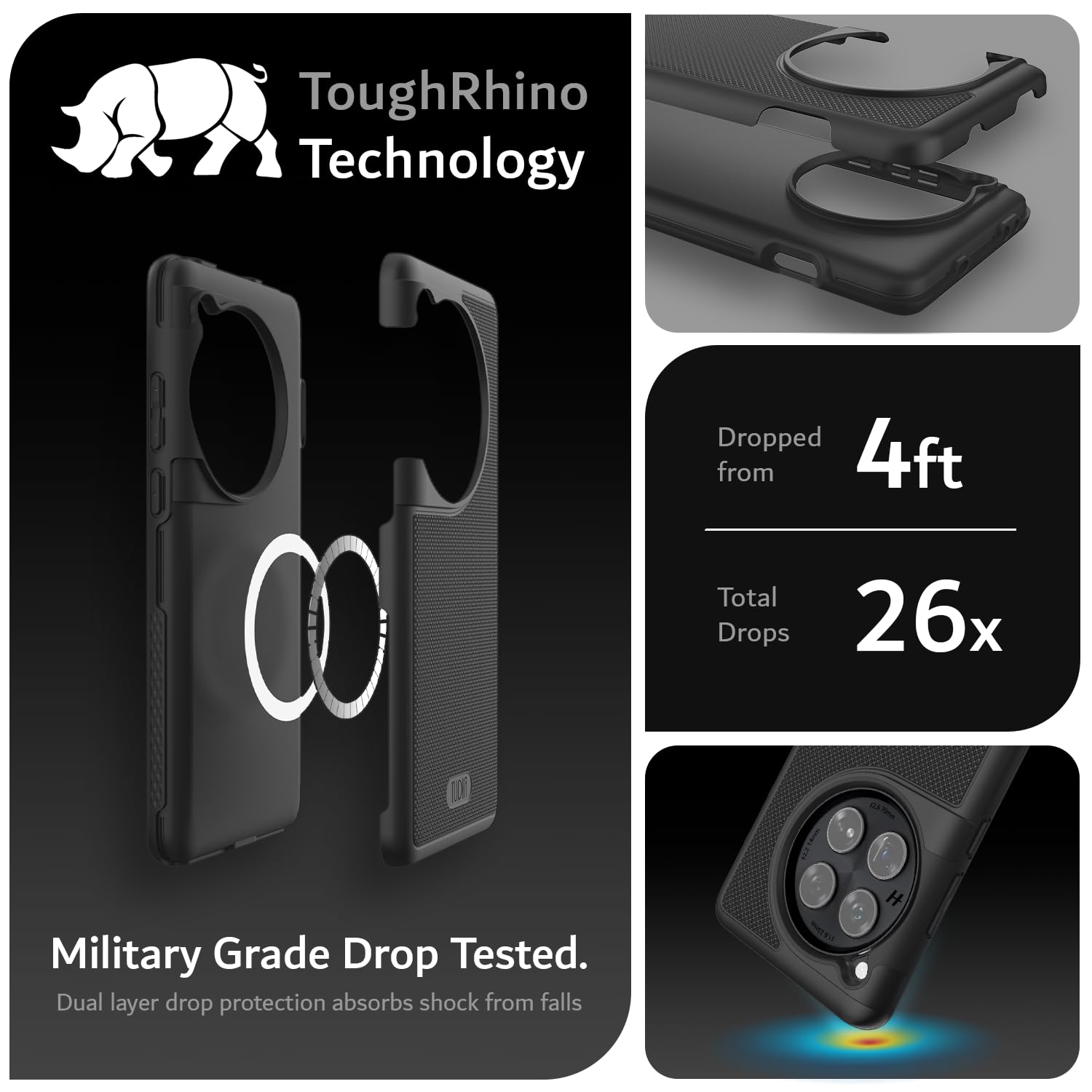 OnePlus 12 Case 5G (2024) - TUDIA MergeGrip Magsafe Compatible Military Grade Protective Cover | Dual Layer Shockproof Slim Heavy Duty Phone Case - Matte Black | Perfect for Work, Travel & Outdoor Activities