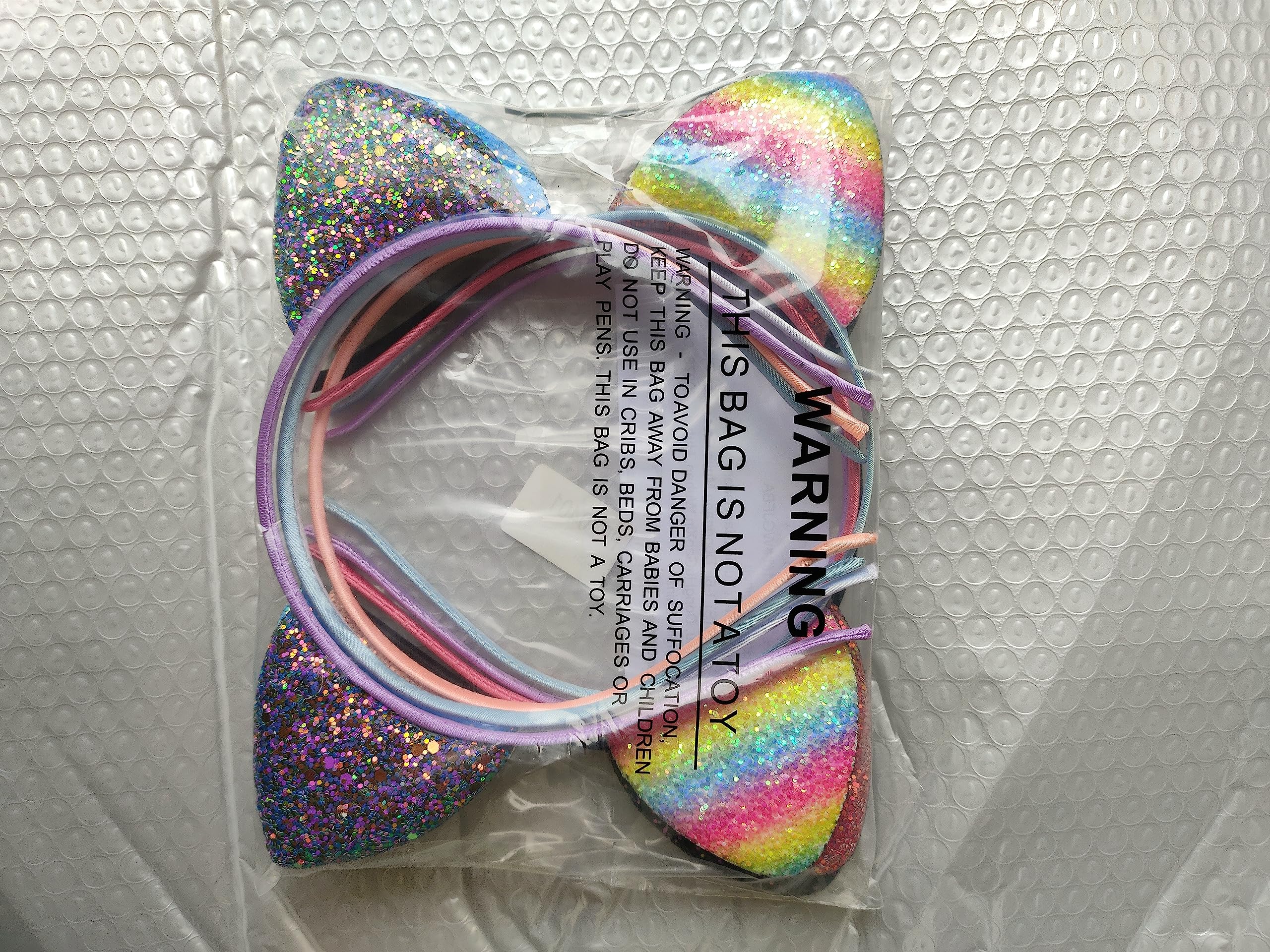 Sparkly Glitter Cat Ears Headband for Women & Girls - Shiny Hair Accessories for Cosplay, Halloween, Parties & Daily Fashion
