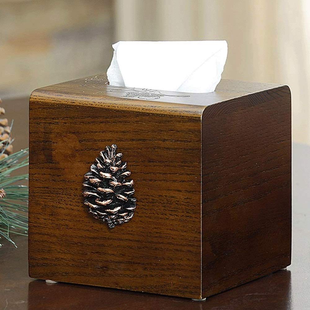 Rustic Brown Torched Wood Bathroom Tissue Box Cover - Country Style Napkin Dispenser for Home Decor | Perfect for Farmhouse, Cottage & Vintage Bathroom Accessories