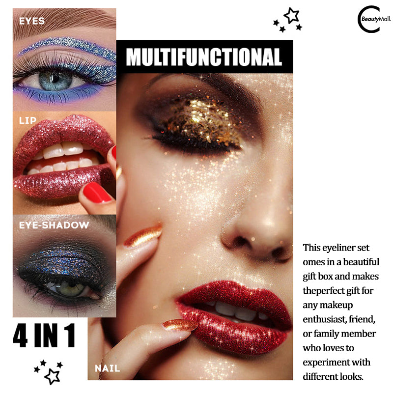 MLSMILE Waterproof & Long Lasting Glitter Liquid Eyeliner - Smudge Proof, Vibrant Colors for Party, Halloween, Cosplay & Everyday Makeup