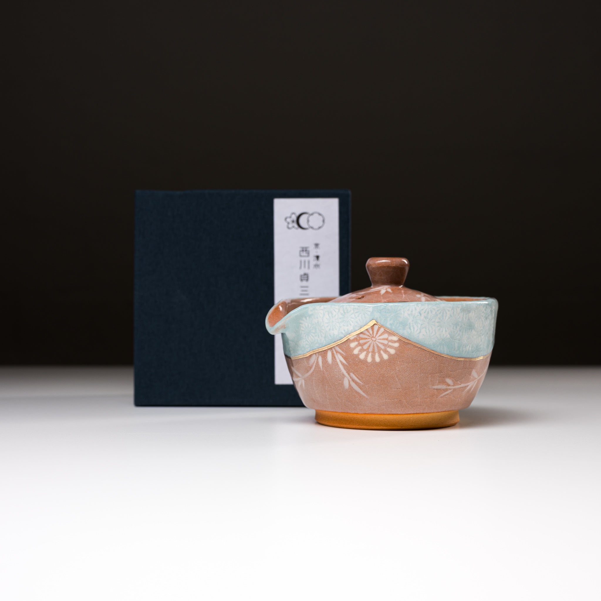 Handmade Kyoto Kiyomizu Ware Hohin Teapot - Traditional Japanese Karakusa Blue Ceramic Teapot for Matcha, Sencha & Green Tea Brewing | Perfect for Tea Ceremonies & Home Use