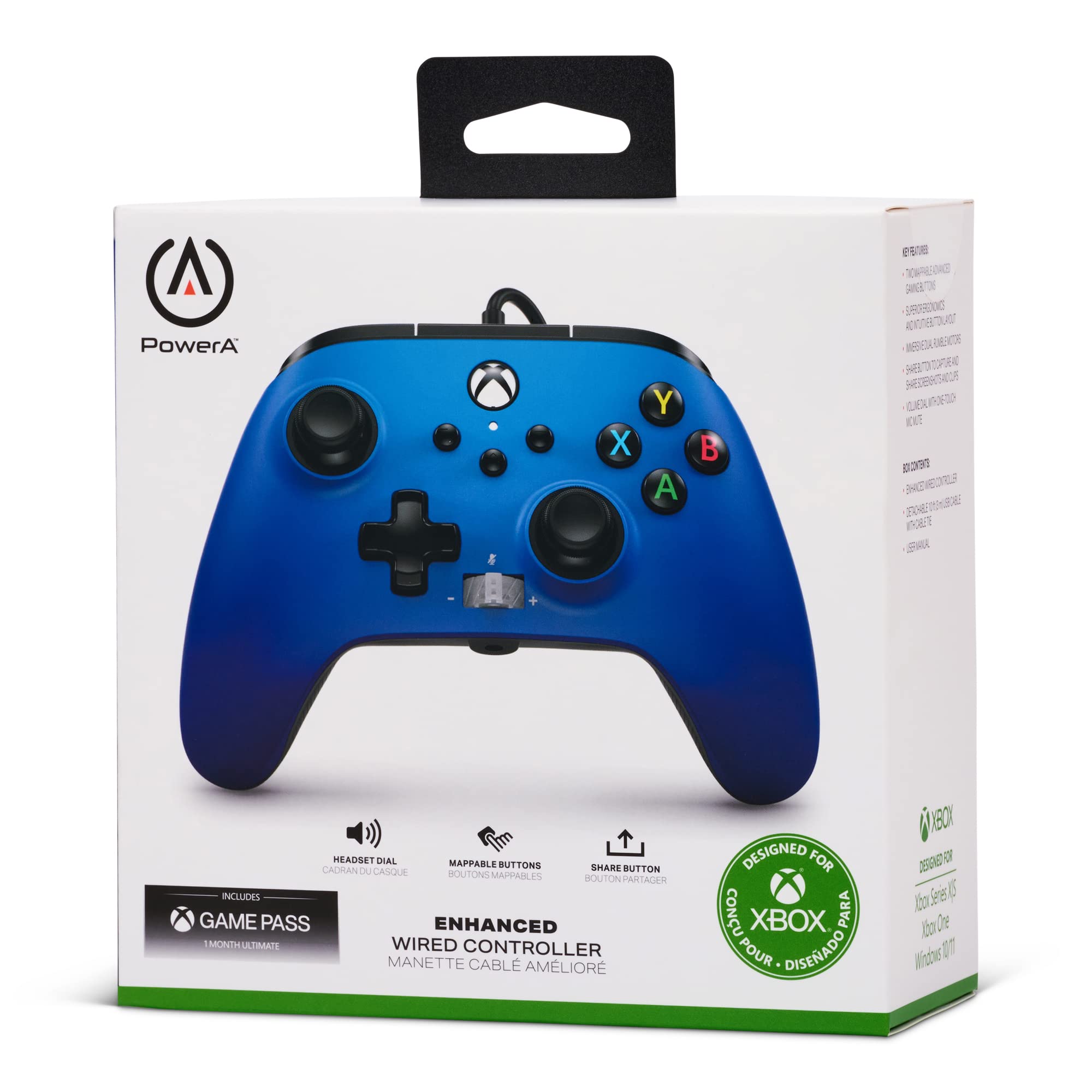 PowerA Wired Controller for Xbox Series X|S - Sapphire Fade | Officially Licensed Gaming Gamepad for Enhanced Play