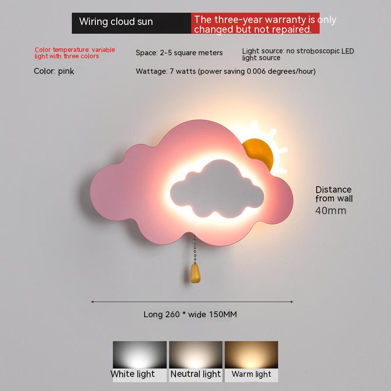 Sun Cloud Night Light Wall Lamp for Kids Room - Soft LED Nursery Lighting for Bedroom, Baby Room & Children's Play Area - Perfect for Bedtime Stories & Soothing Nighttime Comfort