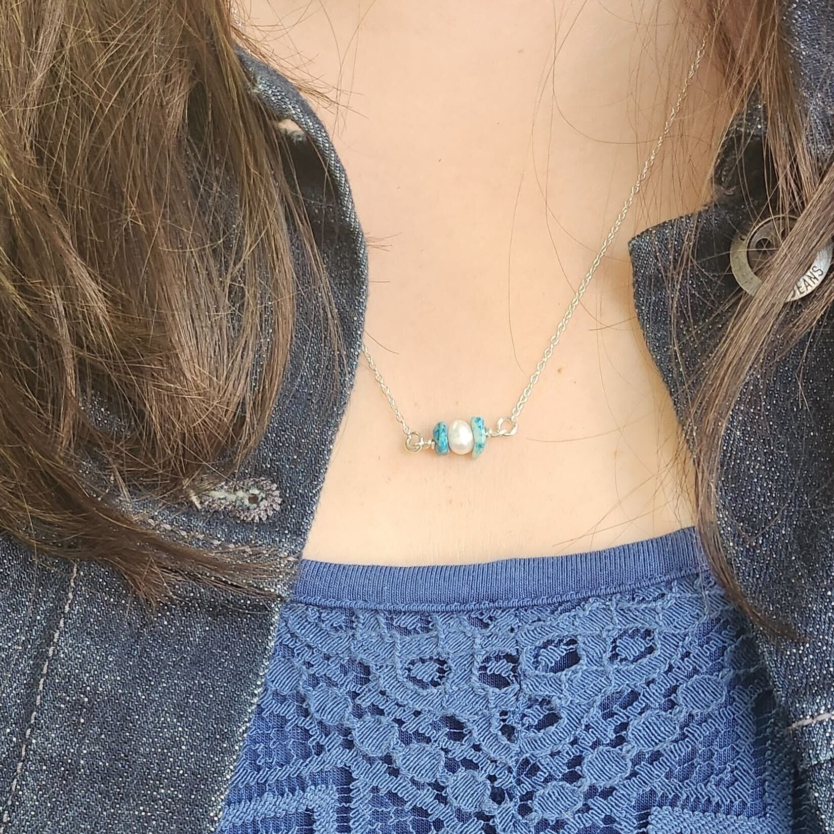 Elegant Turquoise & Pearl Charm Necklace for Women – Perfect for Weddings, Parties & Everyday Wear