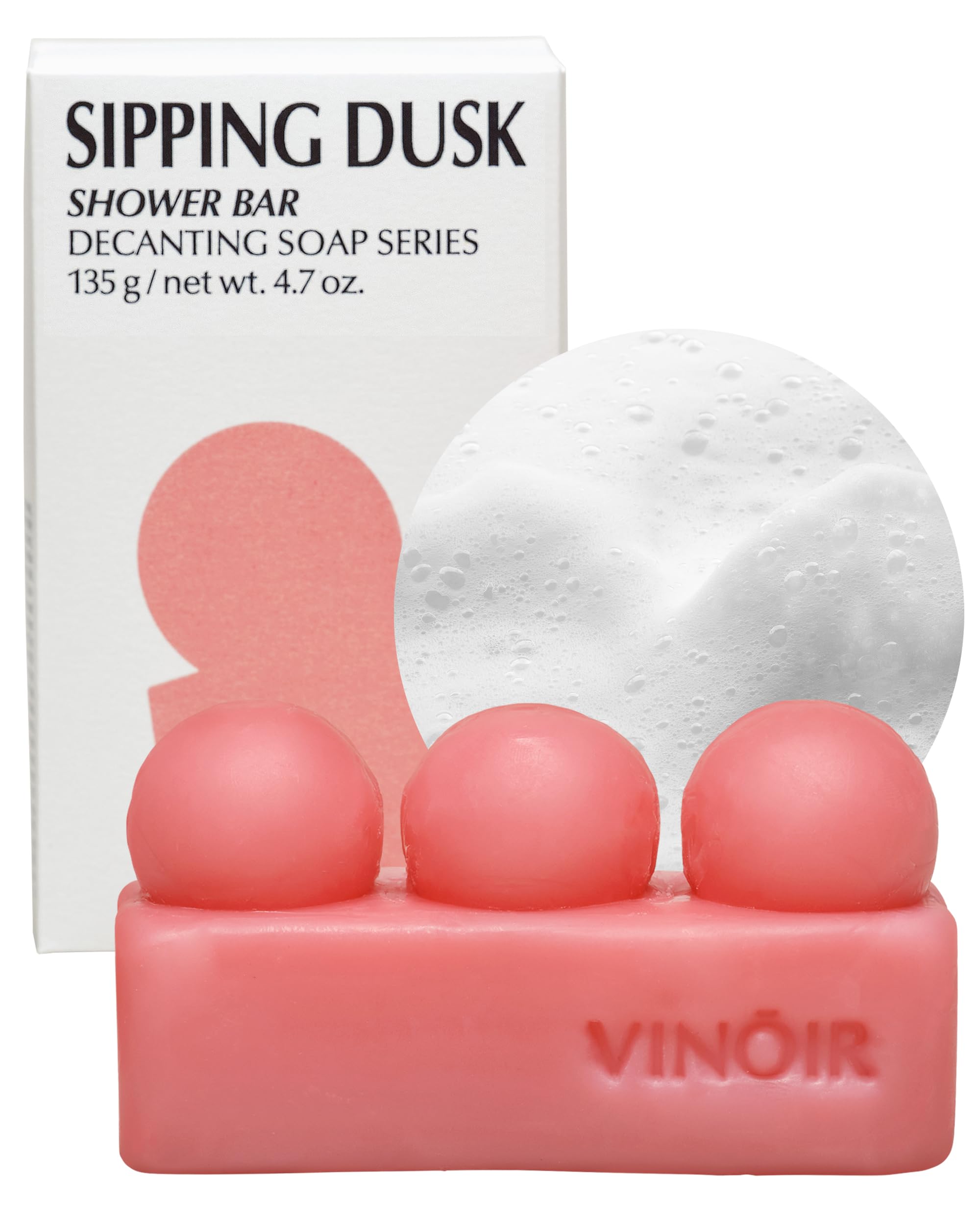 VINOIR Decanting Shower Bar SIPPING DUSK - Natural Body Wash Soap with Rich Lather & Relaxing Massage - Spicy Berry Lavender Scented Bar Soap for Dry Skin (3.5oz) | Perfect for Spa Nights, Self-Care Routines & Gift Giving