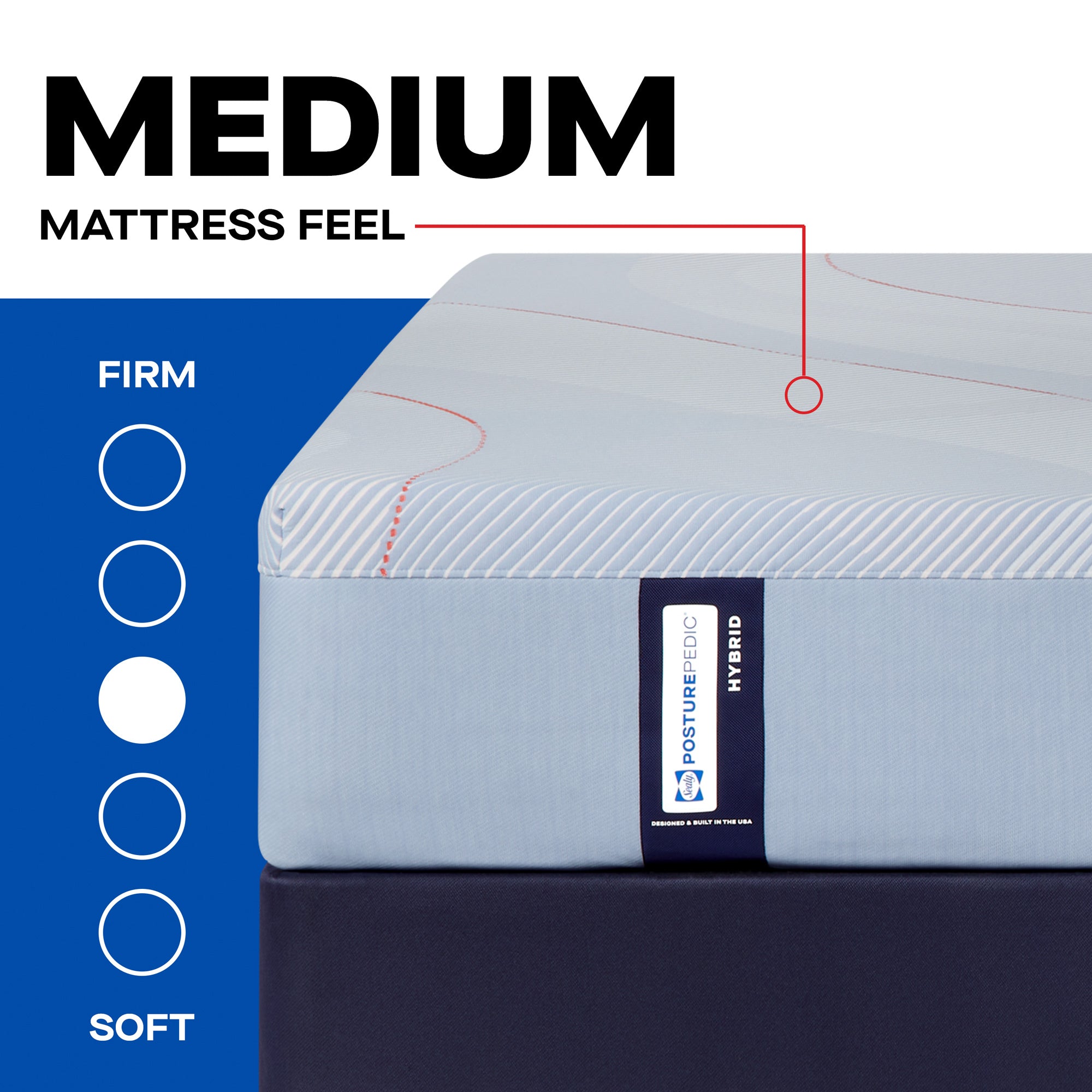 Sealy Posturepedic Dallas Medium Hybrid Mattress - Queen Size, Pressure Relief & Back Support, Perfect for Side Sleepers & Couples - Bedroom, Guest Room, or Dorm Essentials