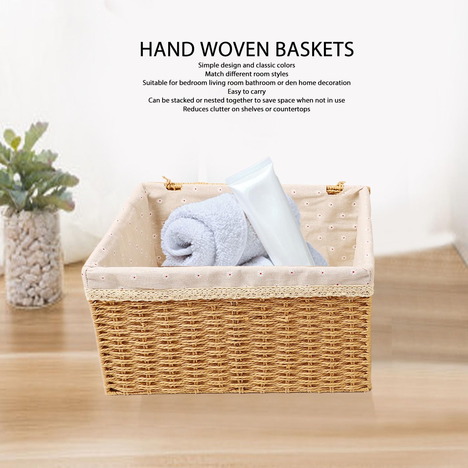 Multifunctional Storage Basket Set - 4Pcs Large Capacity Woven Rope Baskets for Nursery, Desktop & Home Organization | Durable Glass Fiber Weaving | Perfect for Baby Rooms, Office Supplies & Clutter Control