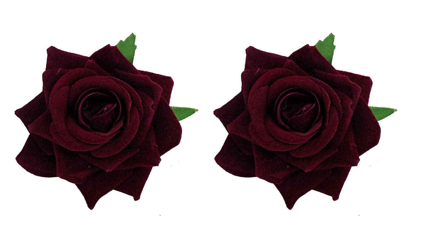 AAINAA Maroon Rose Hair Pin - Bridal Hair Clip with Rose Flower for Women - Perfect for Weddings, Prom, Parties & Special Occasions