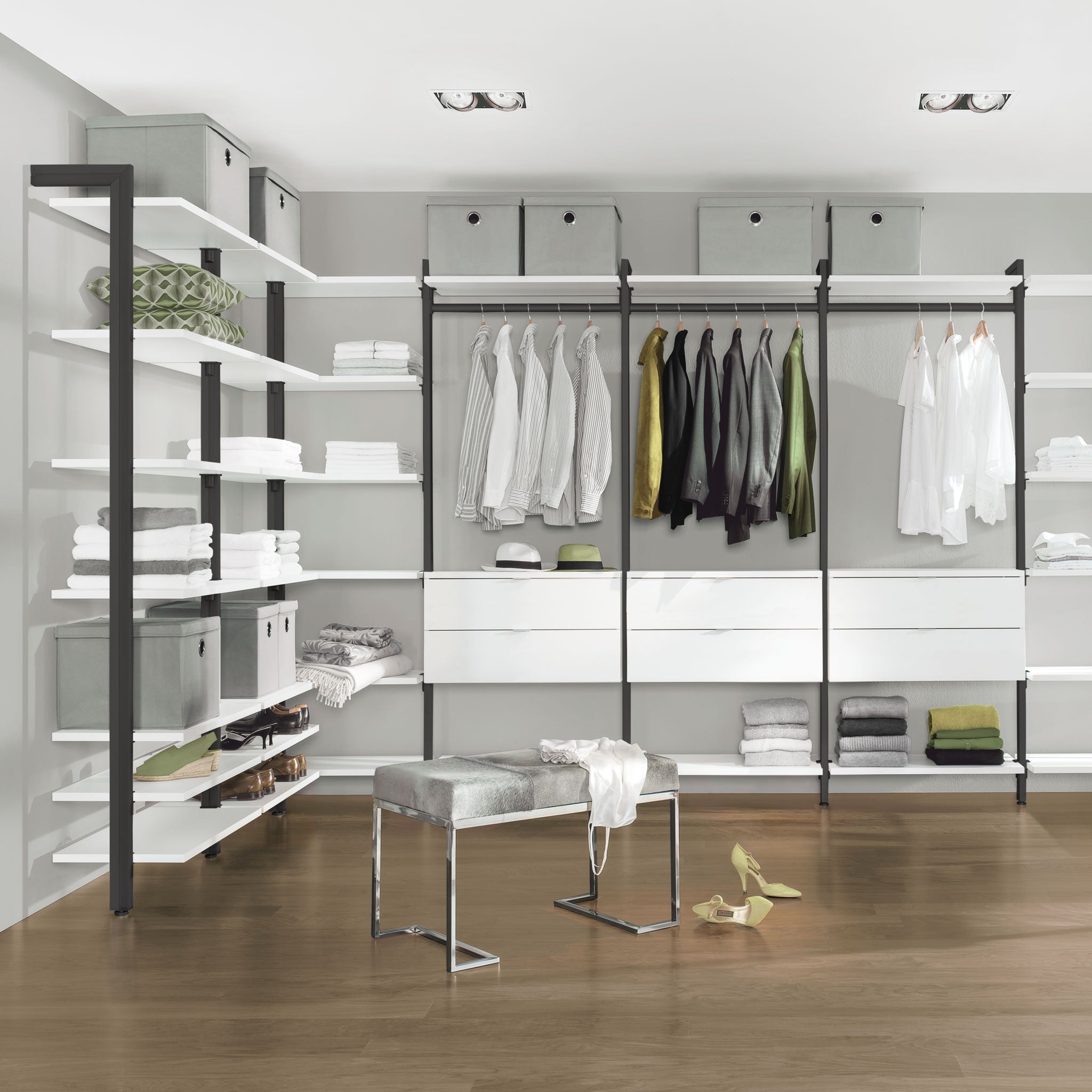 CLOS IT W 201 Corner Closet Storage Organizer - Space Saving Solution for Bedroom, Bathroom & Laundry Room Organization