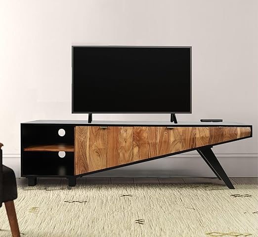 Corsica Sloan 170cm Mango Wood TV Stand - Free Standing Media Console with Wheels for Easy Mobility | Perfect for Living Room, Bedroom, and Home Theater Setup