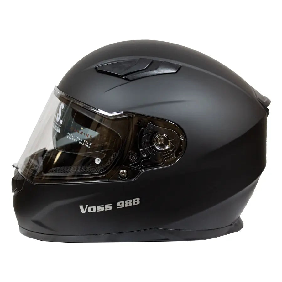 VOSS 988 MOTO 1 Matte Black Motorcycle Helmet - Full Face DOT Approved for Men & Women - Perfect for Street Biking, Racing, and Commuting