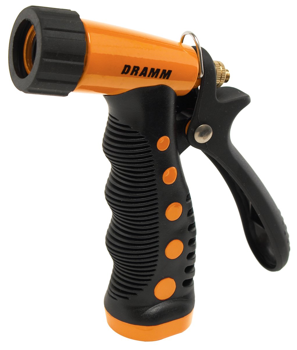 Premium Pistol Spray Nozzle for Garden Hose - Heavy Duty Trigger Handle with 8 Adjustable Spray Patterns - Ideal for Washing Cars, Boats, Decks, Sidewalks & Watering Plants (Orange)