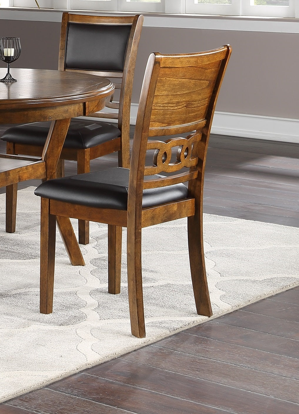 Walnut Finish Dining Room Chairs Set of 2 - Padded Cushion Seats with Unique Back Design - Perfect for Kitchen, Breakfast Nook & Formal Dining Rooms