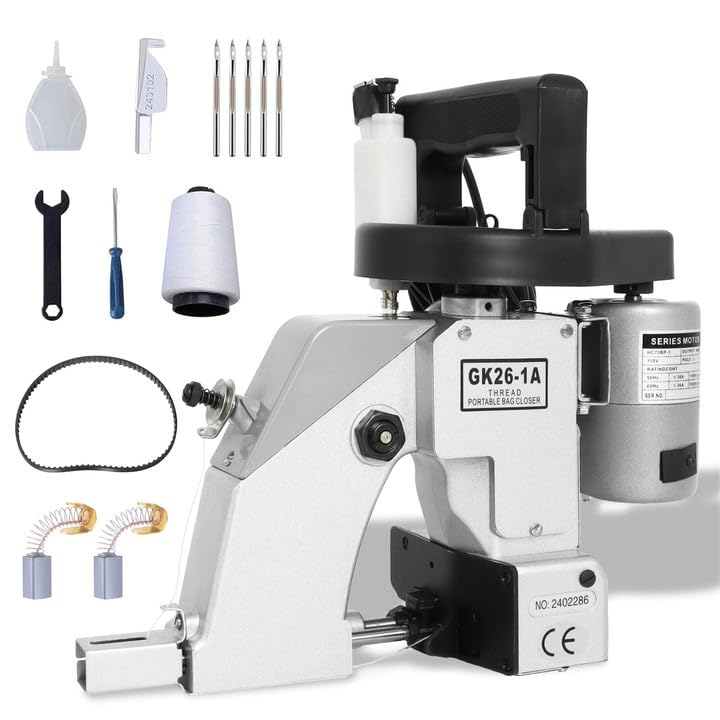 Heavy Duty Cordless Bag Closing Machine - Automatic Bag Stitcher for Jute, Seed & Vinyl Rice Bags | Industrial Sewing Machine (GK26-1A) | Perfect for Agriculture, Food Packaging & Warehouse Use