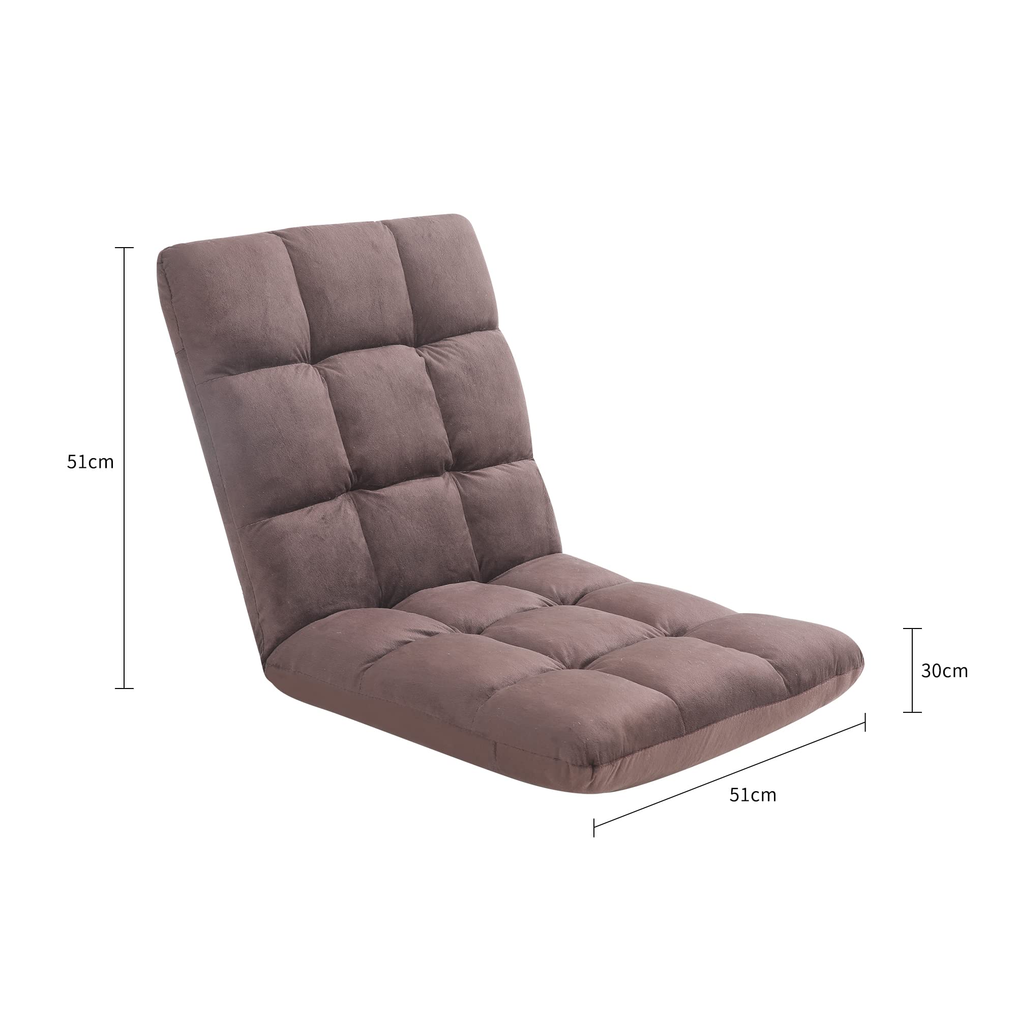 42-Position Adjustable Backrest Floor Sofa Chair - Upholstered Lounge Chair for Meditation, Reading & Gaming - Foldable Lazy Chair for Living Room, Bedroom & Home Theater (Brown) - Perfect for Relaxation, Yoga & Movie Nights