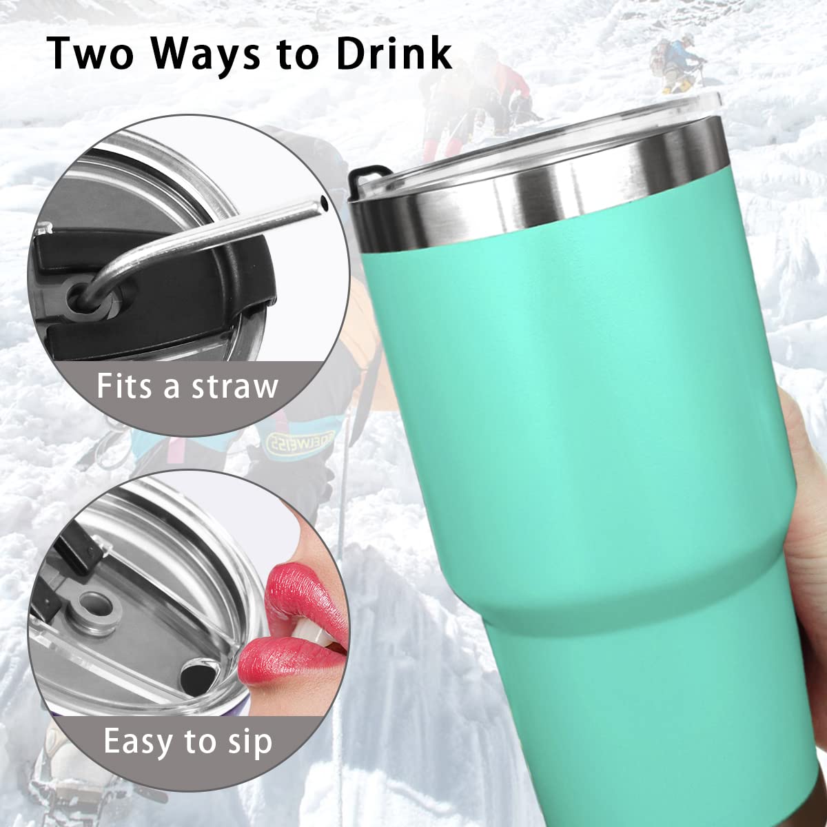 SYACOT 30oz Stainless Steel Tumbler - Double Wall Vacuum Insulated Travel Mug with Leak-Proof Lid, Metal Straw & Cleaning Brush - Keeps Drinks Hot/Cold for Hours - Perfect for Coffee, Iced Tea, Hiking, Camping & Office Use