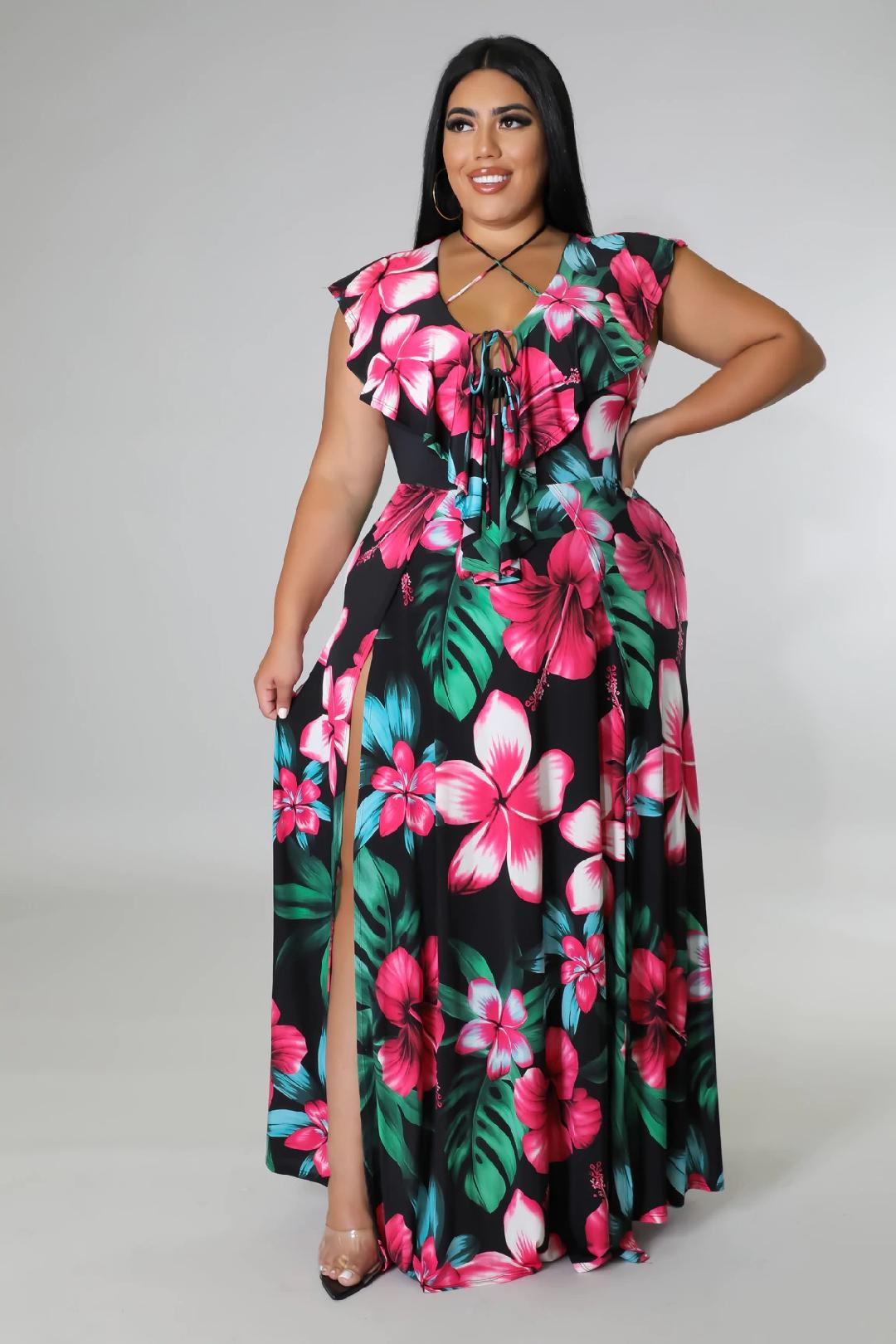 Diva Lilly Curve Dress for Women - Elegant Flowy Midi Dress for Parties, Weddings & Special Occasions