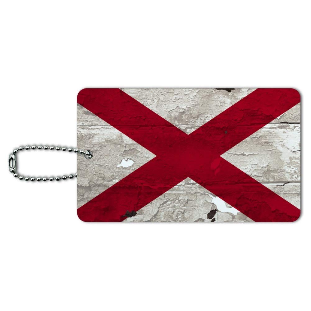 Vintage Rustic Distressed Alabama Flag Luggage Tag - Personalized Suitcase ID Tag for Carry-On Bags | Perfect for Travel, Gifts & Southern Pride
