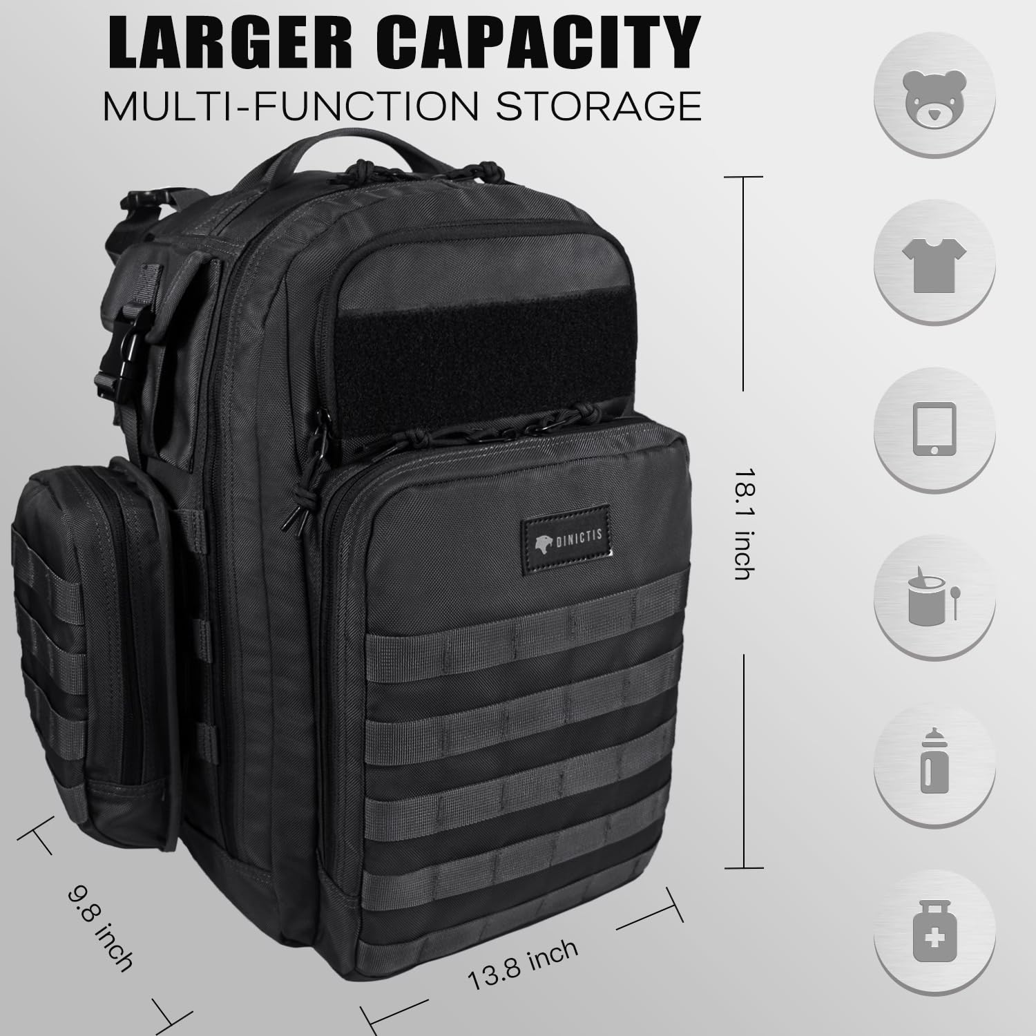 **Military Diaper Backpack for Dads - Waterproof Baby Bag with Insulated Bottle Pockets, Wipes Compartment & Changing Mat | Perfect for Travel, Hiking & Everyday Use (Tropical Black)**