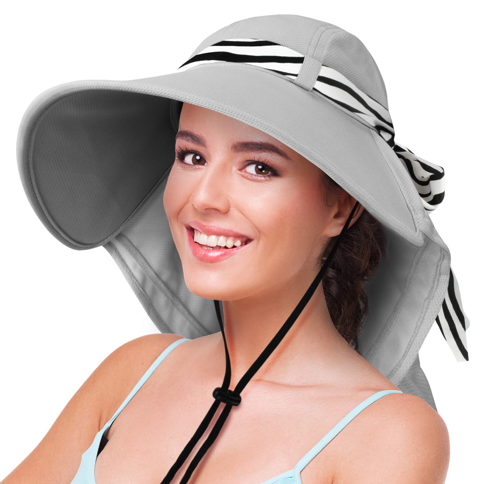 Solaris UPF 50+ Wide Brim Sun Hat for Women - Packable Lightweight Summer Hat with Neck Flap & Floral Scarf | UV Protection for Beach, Gardening, Travel, Hiking & Outdoor Activities | Perfect for Sun Protection, Vacation Essentials & Summer Fashion