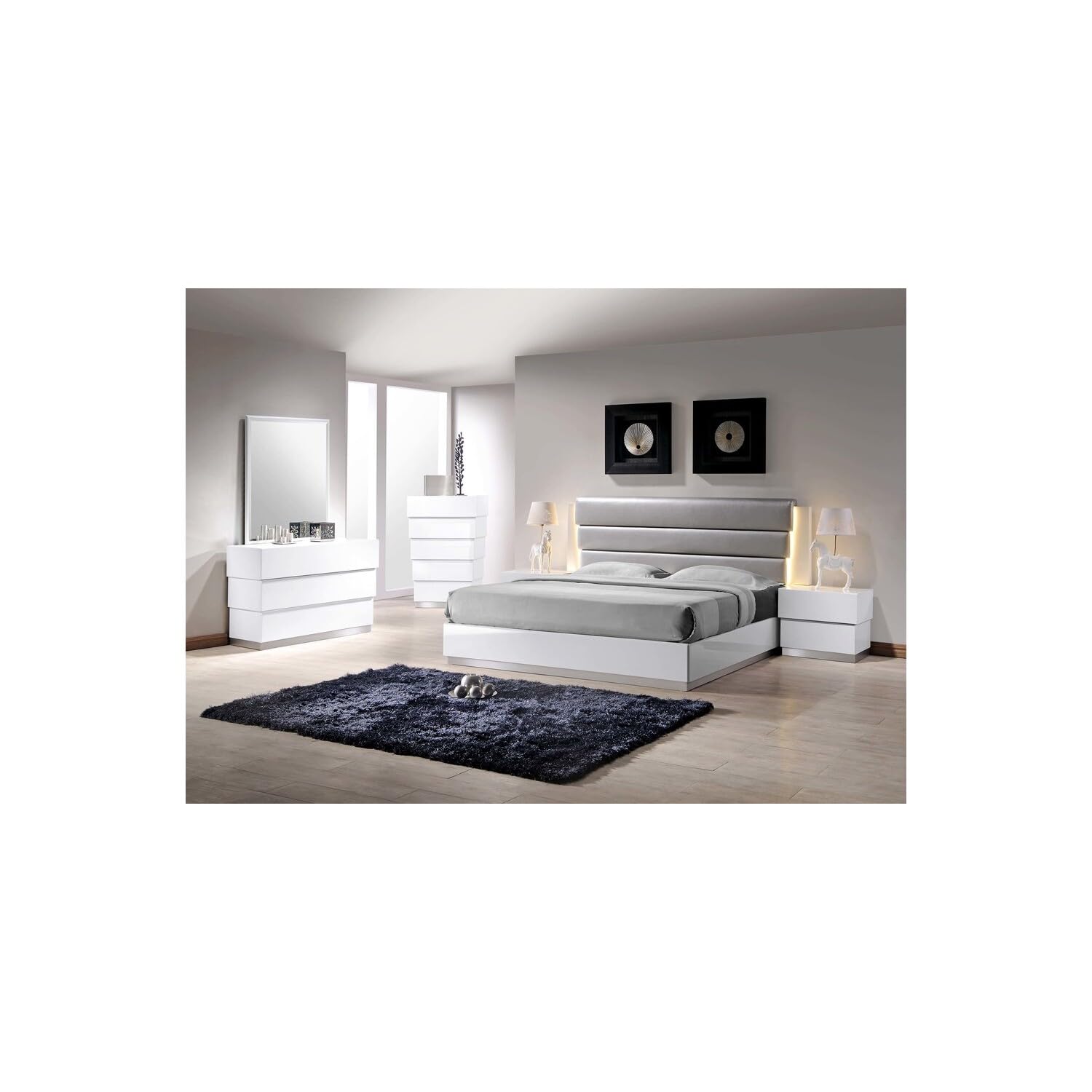 Best Master Florence 2-Drawer White Poplar Wood Nightstand - Bedside Table for Bedroom, Living Room & Office Storage | Compact Side Table with Drawers for Home Decor