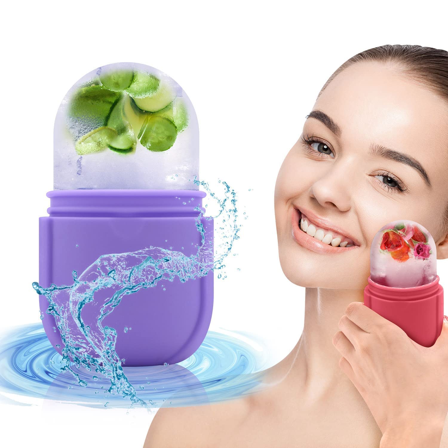 Upgraded M-SIS Ice Roller for Face & Eye Relief - Cooling Facial Massage Tool for Puffiness, Wrinkles & Skin Tightening - Gua Sha Ice Cube & Silicone Mold for At-Home Spa & Beauty Routine