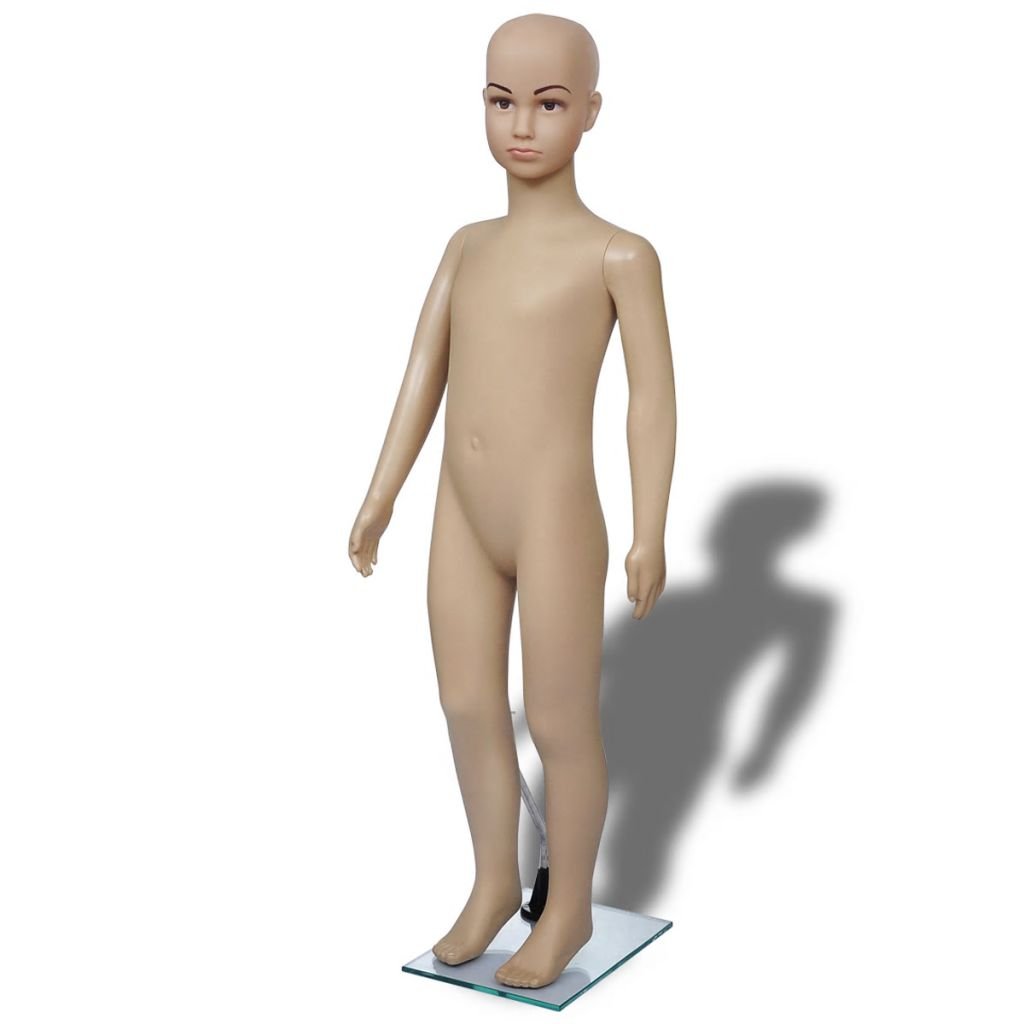 43.3 Inch Child Full Body Mannequin with Glass Base & Aluminum Stand - Kids Dress Form Torso for Clothes, Wigs, Shoes Display | Perfect for Retail Stores, Boutique Windows & Photography Studios