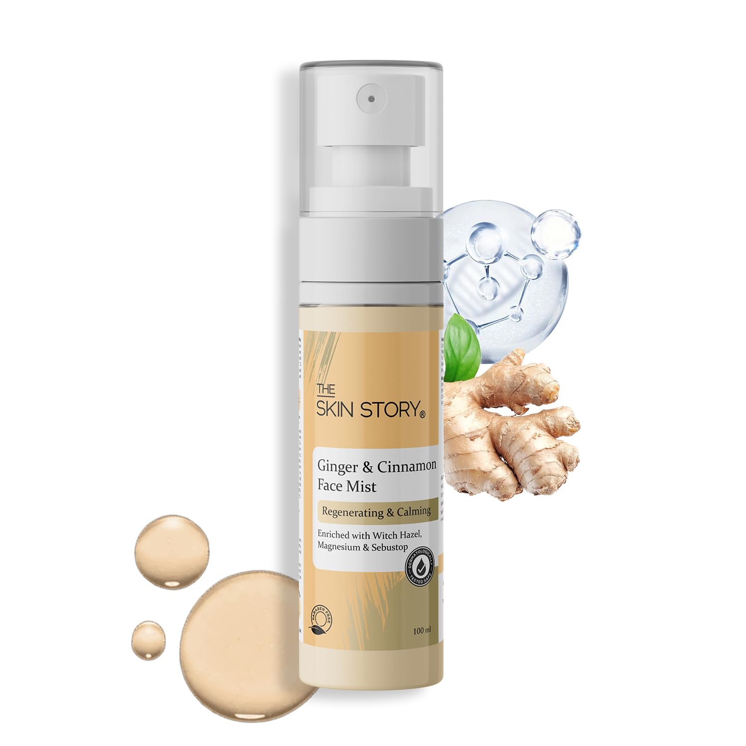 Ginger & Cinnamon Face Mist with Magnesium - Ultra Calming & Anti-Acne Treatment | Dermatologist Tested, Paraben Free 100ml | Hydrating Facial Spray for Sensitive Skin & Acne-Prone Skin Care Routine