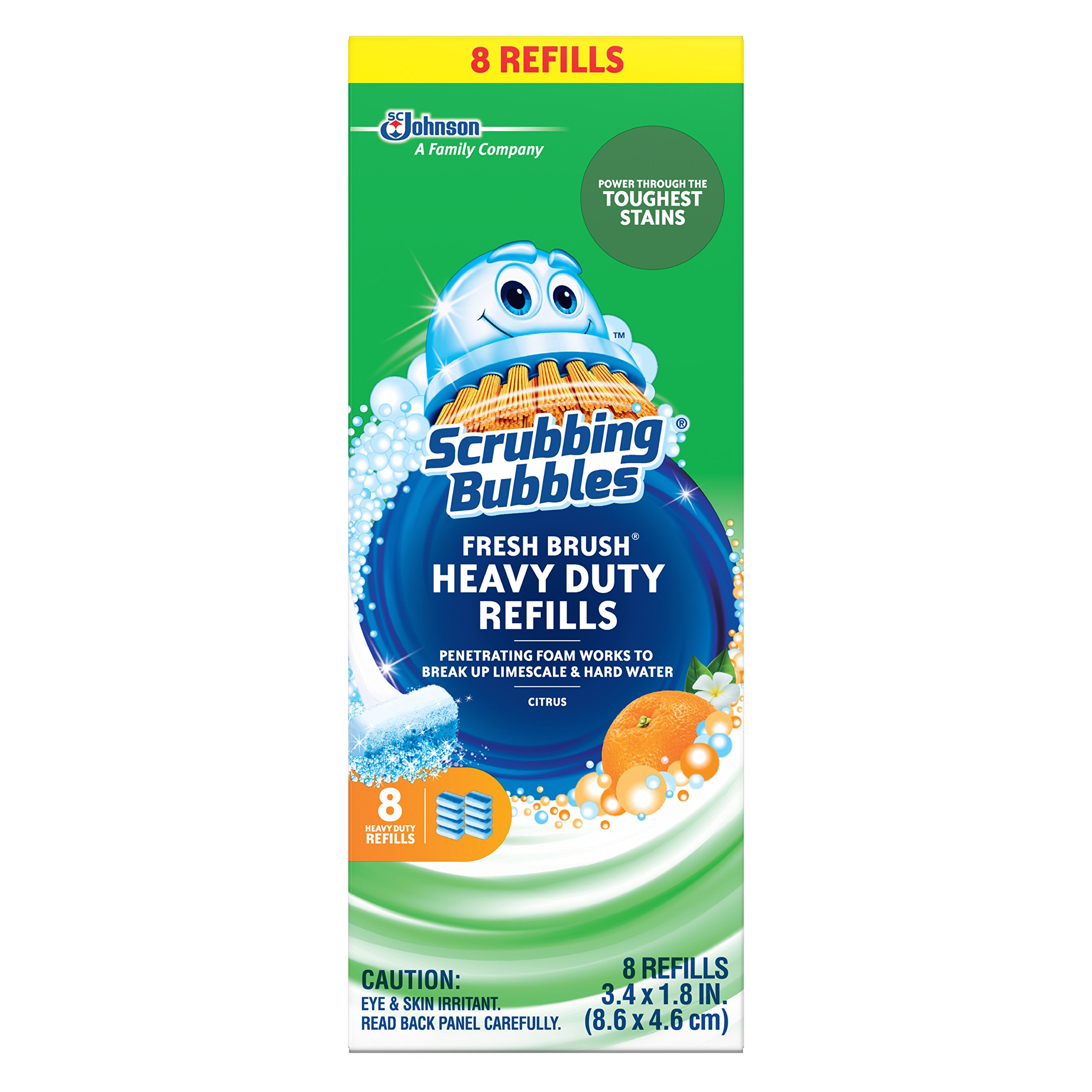 Scrubbing Bubbles Toilet Bowl Wand Cleaner Refills - Heavy Duty Fresh Brush Refill Pads for Limescale & Odor Removal, Citrus Scent, 8 Count (Pack of 1) | Ideal for Deep Cleaning Bathrooms, Eliminating Tough Stains & Freshening Toilets