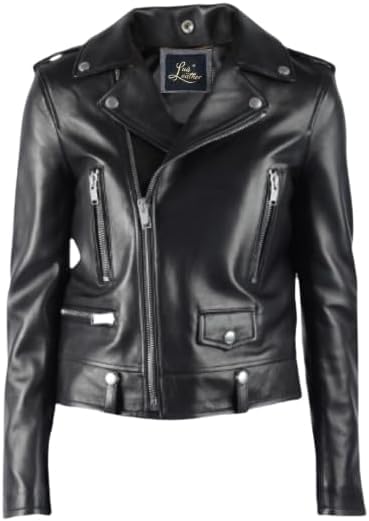 SID Women's Lambskin Leather Biker Jacket - 10X-Large Black Distressed Style for Motorcycle Riding & Casual Outfits