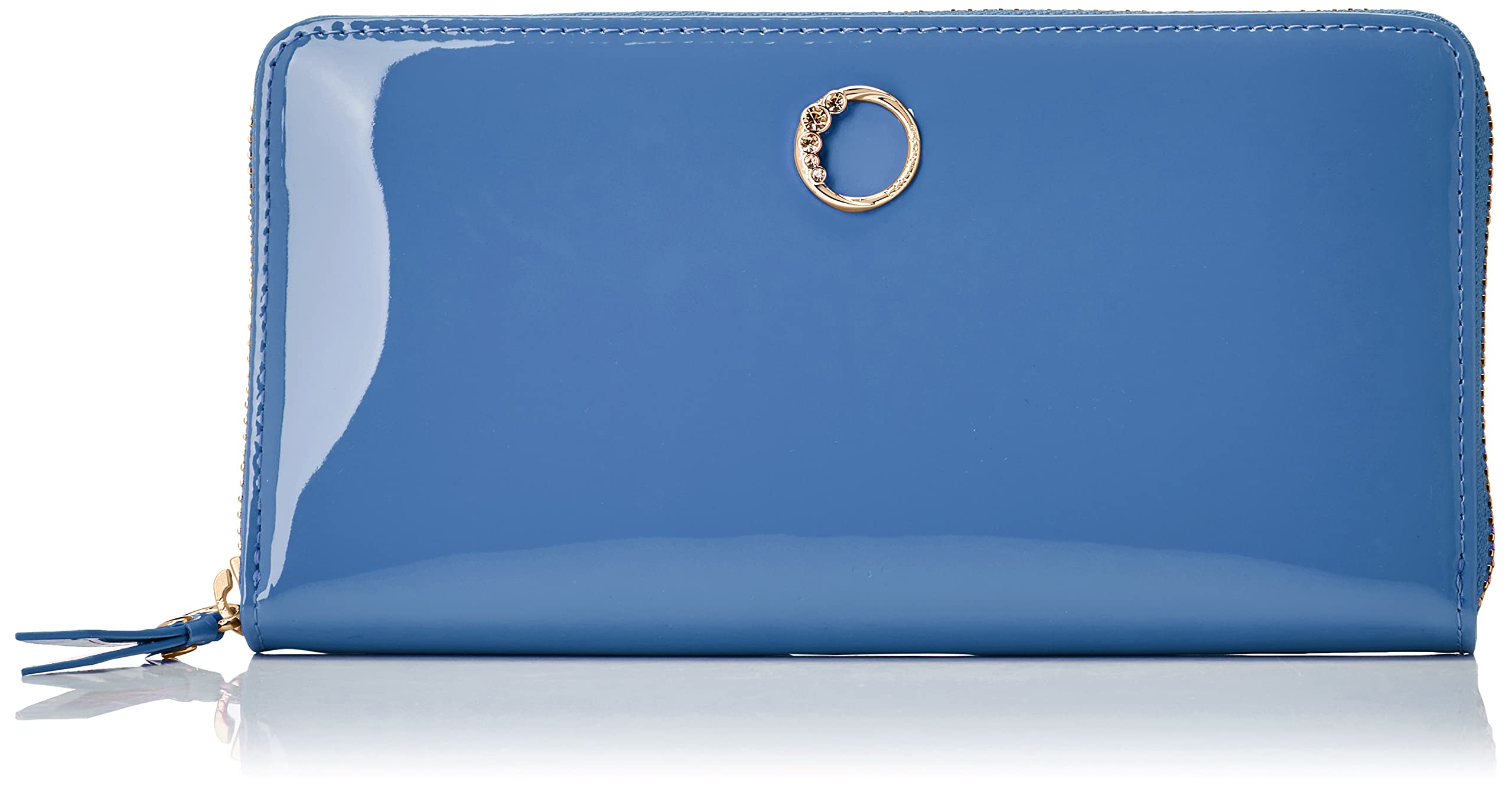 LANVIN en Bleu Women's Round Long Wallet - Genuine Leather Luxury Bifold Wallet for Women with Multiple Card Slots & Coin Pocket - Perfect for Everyday Use, Travel & Gift Giving