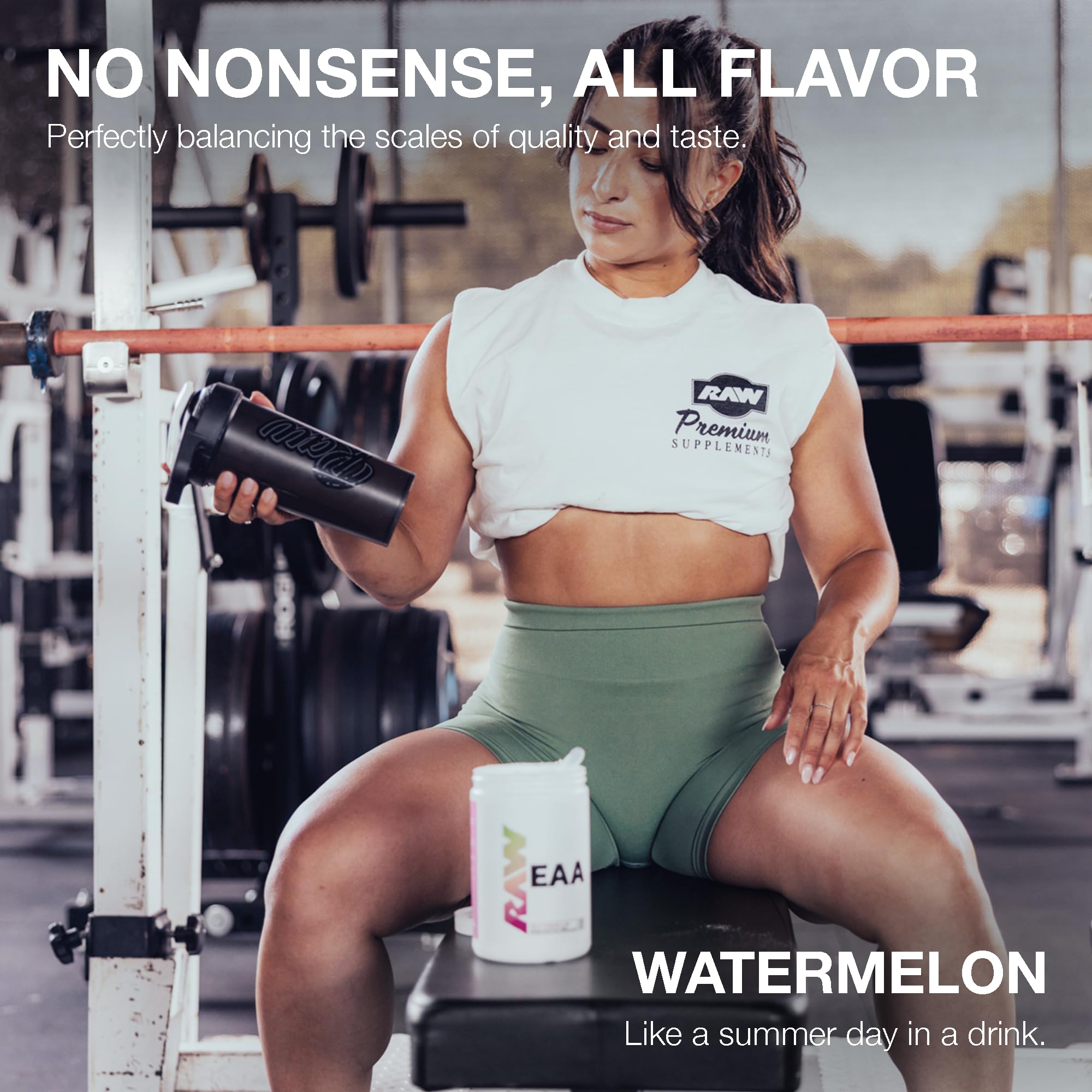 RAW EAA Essential Amino Acids Powder - Watermelon Flavor (25 Servings) | Pre Workout Energy Supplement for Strength, Endurance & Muscle Recovery | BCAA Amino Acid Powder for Men & Women | Ideal for Gym, Fitness & Post-Workout Recovery