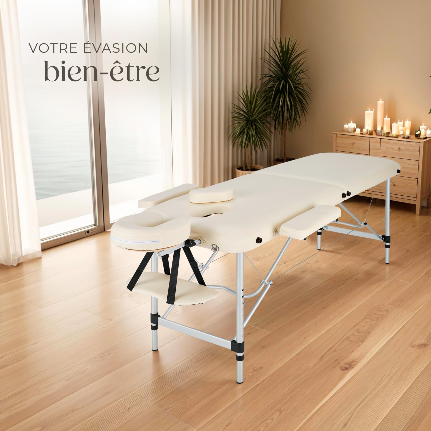 TecTake® Professional Folding Massage Table 2-Zone Aluminum Cosmetic Bed for Tattoo & Spa - Portable with Armrest & Carry Case - Perfect for Home, Salon, and Mobile Therapists