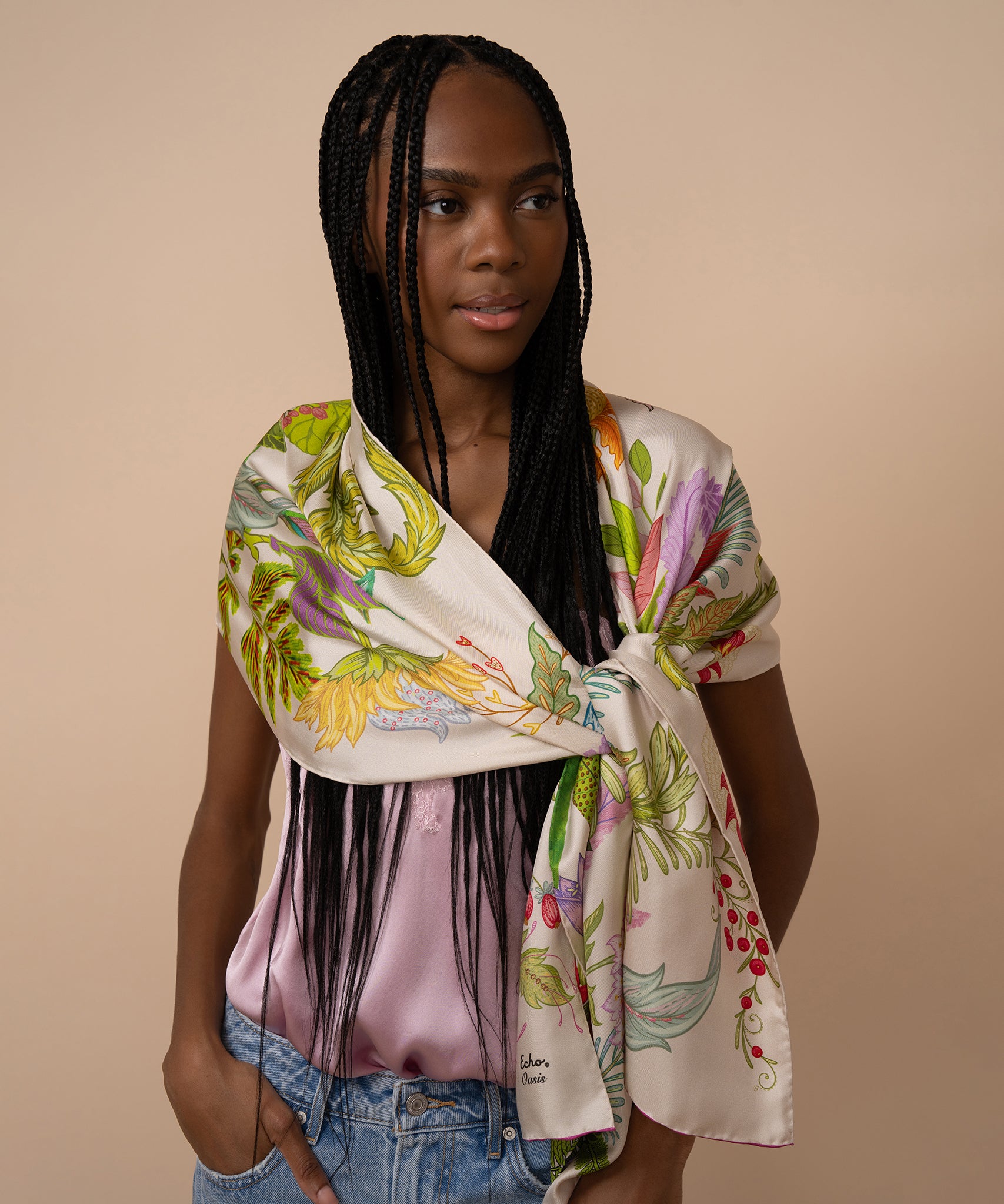 Oasis Silk Oblong Scarf - Premium Lightweight Fashion Accessory for Women, Elegant Shawl Wrap for Office, Travel & Special Occasions