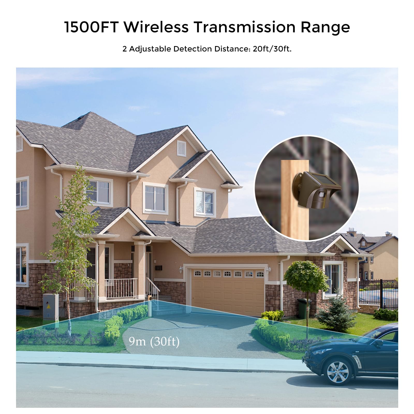 eMACROS Pro 3 Solar Wireless Driveway Alarm - 1/2 Mile Long Range, Weatherproof Motion Sensor with Smartphone App | Outdoor Security for Homes, Driveways & Garages (Ideal for Property Protection & Intruder Detection)