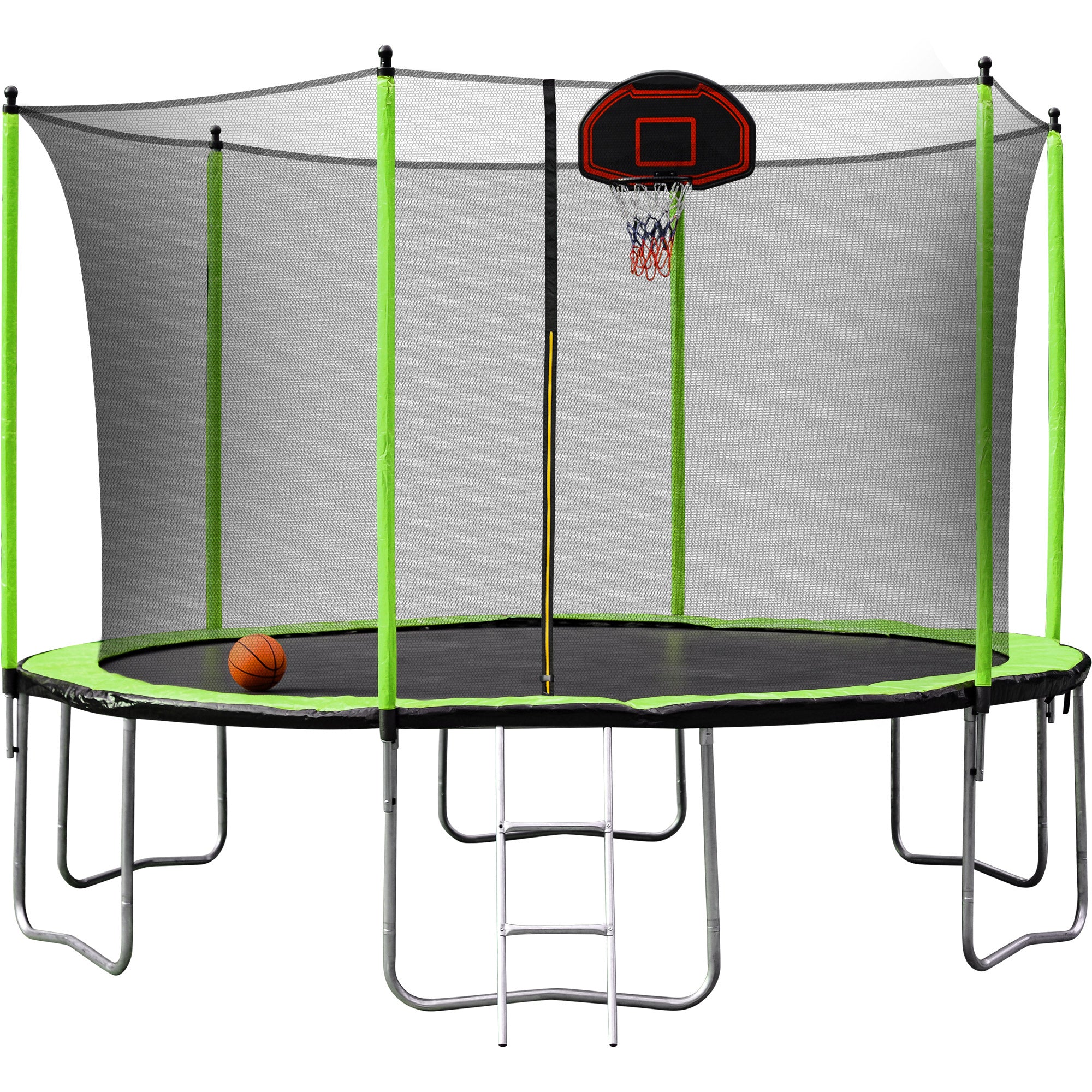 12ft Green Trampoline for Outdoor Fun - 2023 Best Bounce & Jumping Experience for Kids & Adults - Perfect for Backyard, Garden & Playground