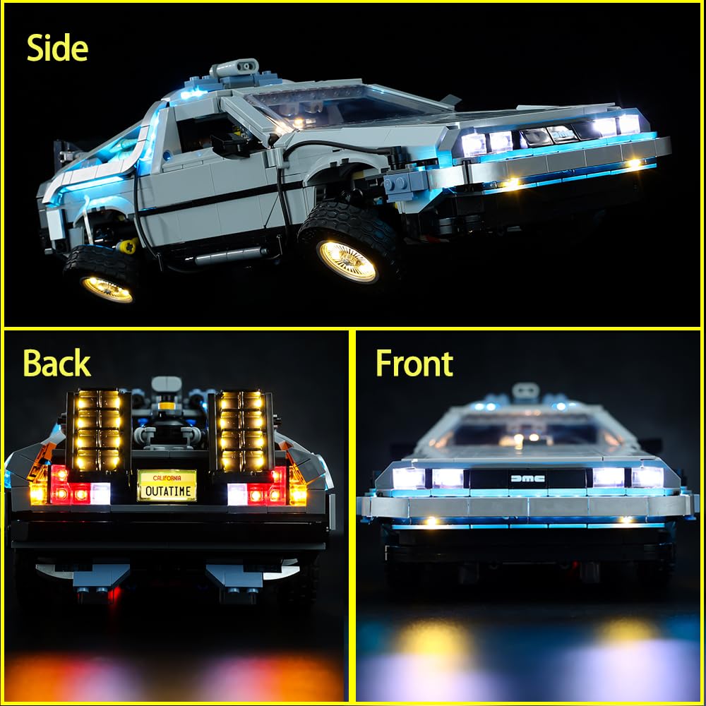 Kyglaring LED Lighting Kit for Lego Creator Expert Back to The Future Time Machine 10300 Model Building Kit – Standard RC Sound Version (Compatible with Lego Sets, Perfect for Display & Nighttime Play)
