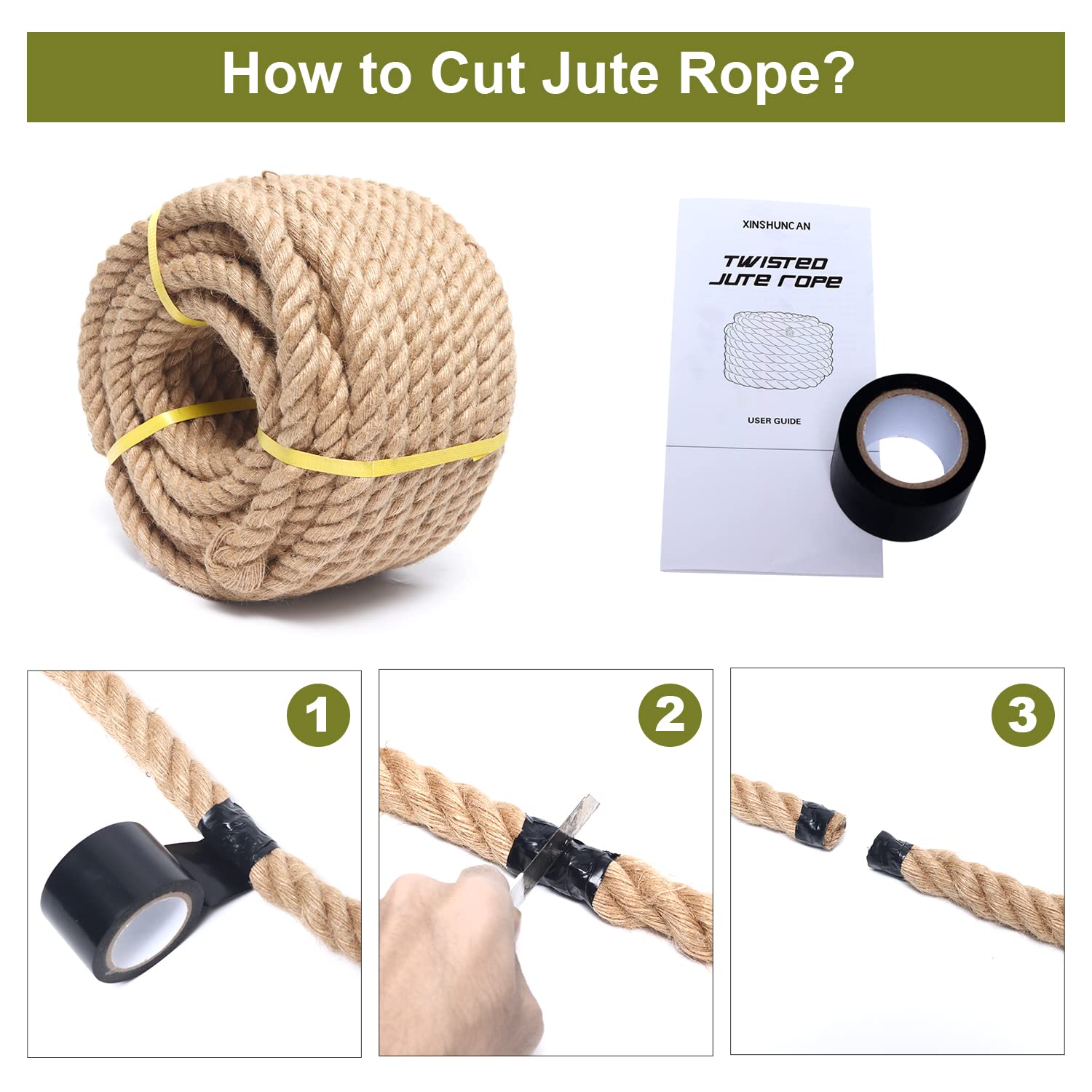 1-1/2 Inch x 100 Feet Natural Jute Rope - Heavy Duty Twisted Hemp Rope for Crafts, DIY Projects, Gardening, Hammocks, Nautical Decor & Outdoor Activities - Perfect for Home Decor, Bundling, Railings and Tug of War Games