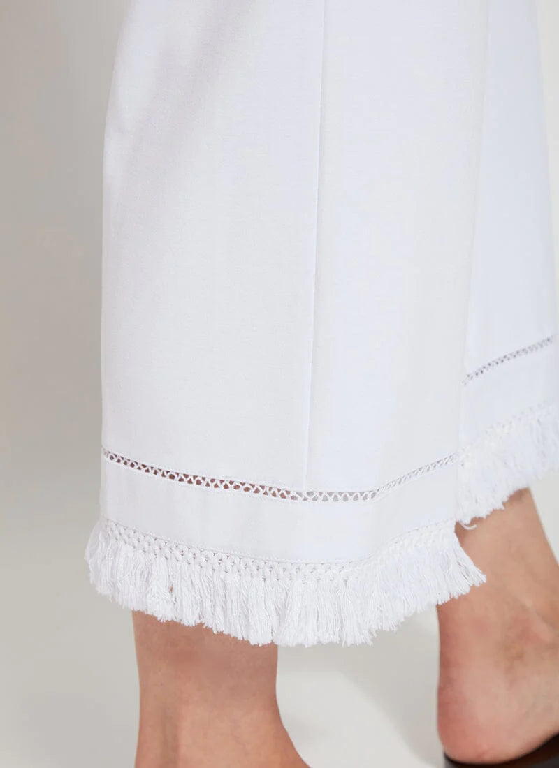 Cropped Wide Leg Pants for Women - High Waisted White Beach Pants | Comfortable Summer Trousers for Vacation, Travel & Casual Outings