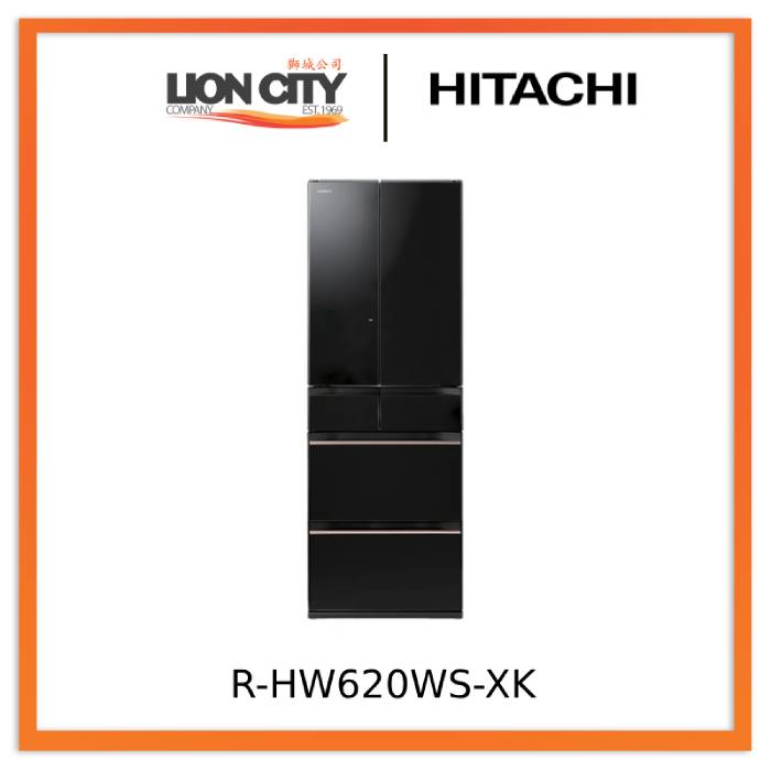 Hitachi R HW620WS XK/XW/X 617L Multi Door Refrigerator - Large Capacity French Door Fridge for Home, Kitchen, Restaurant & Office Use