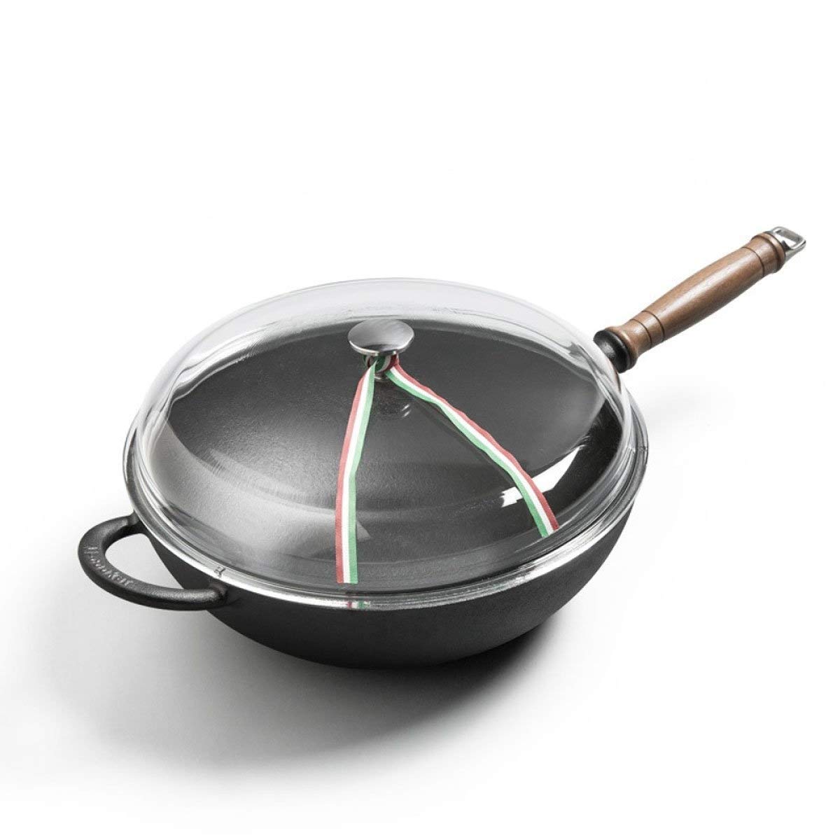 ZLDGYG Carbon Steel Flat Bottom Wok with Lid & Spatula - 14 Inch Asian Stir Fry Pan for High Heat Cooking - Perfect for Stir-Frying, Deep Frying & Home Kitchen Use
