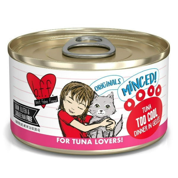 B.F.F. Tuna Too Cool Canned Cat Food for Kittens & Adult Cats - Grain-Free, 3oz (Pack of 12) - Perfect for Mealtime, Travel & Emergency Pet Food Supply