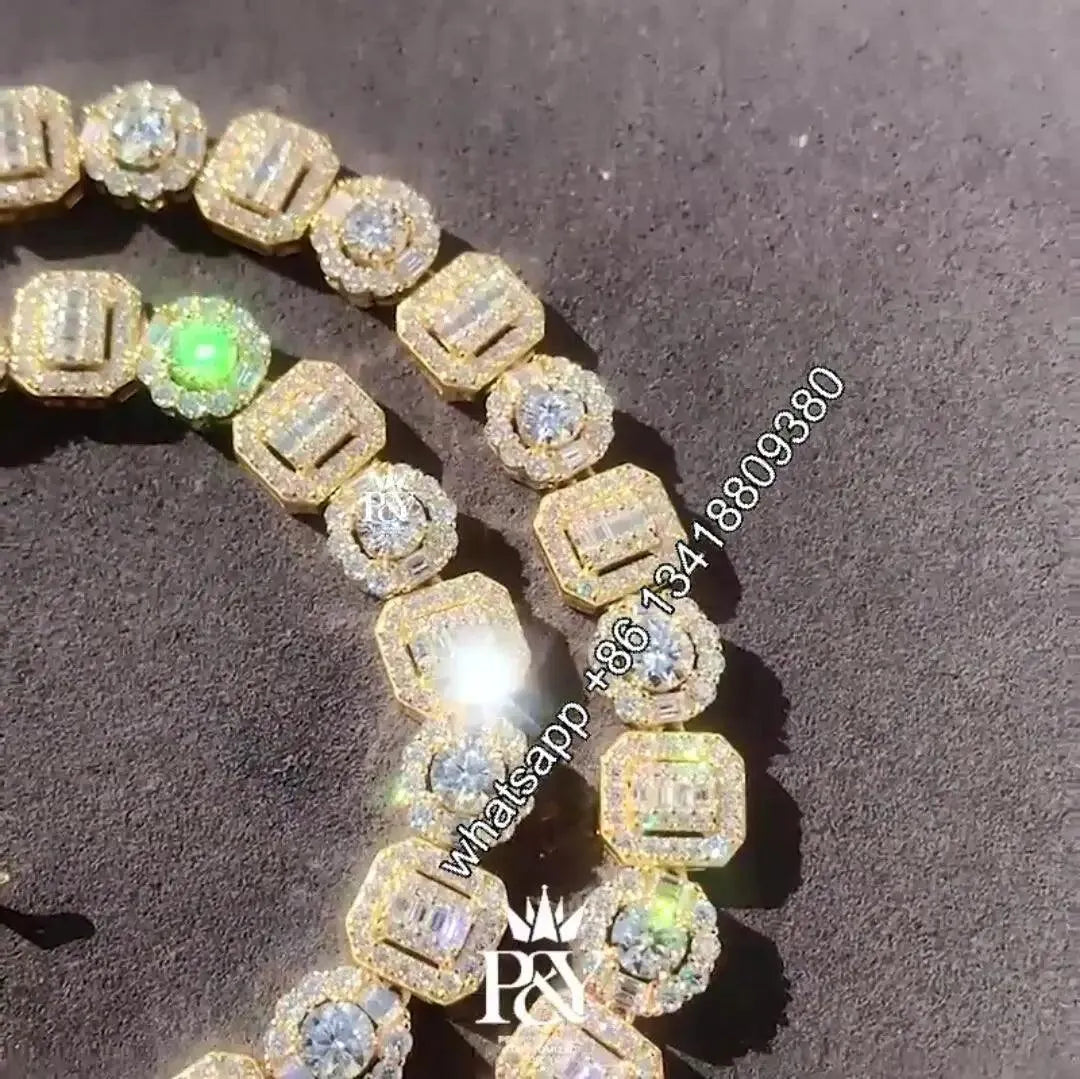 10.5mm Iced Out VVS Moissanite Cuban Link Tennis Chain Necklace - Diamond Tested Hip Hop Jewelry for Men | Perfect for Parties, Gifts & Streetwear Fashion