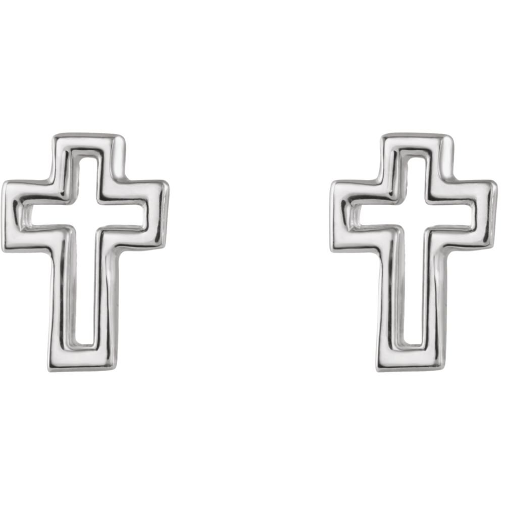 925 Sterling Silver Open Cross Earrings for Women - Hypoallergenic Religious Jewelry for Church, Weddings & Everyday Wear | Jewels By Lux