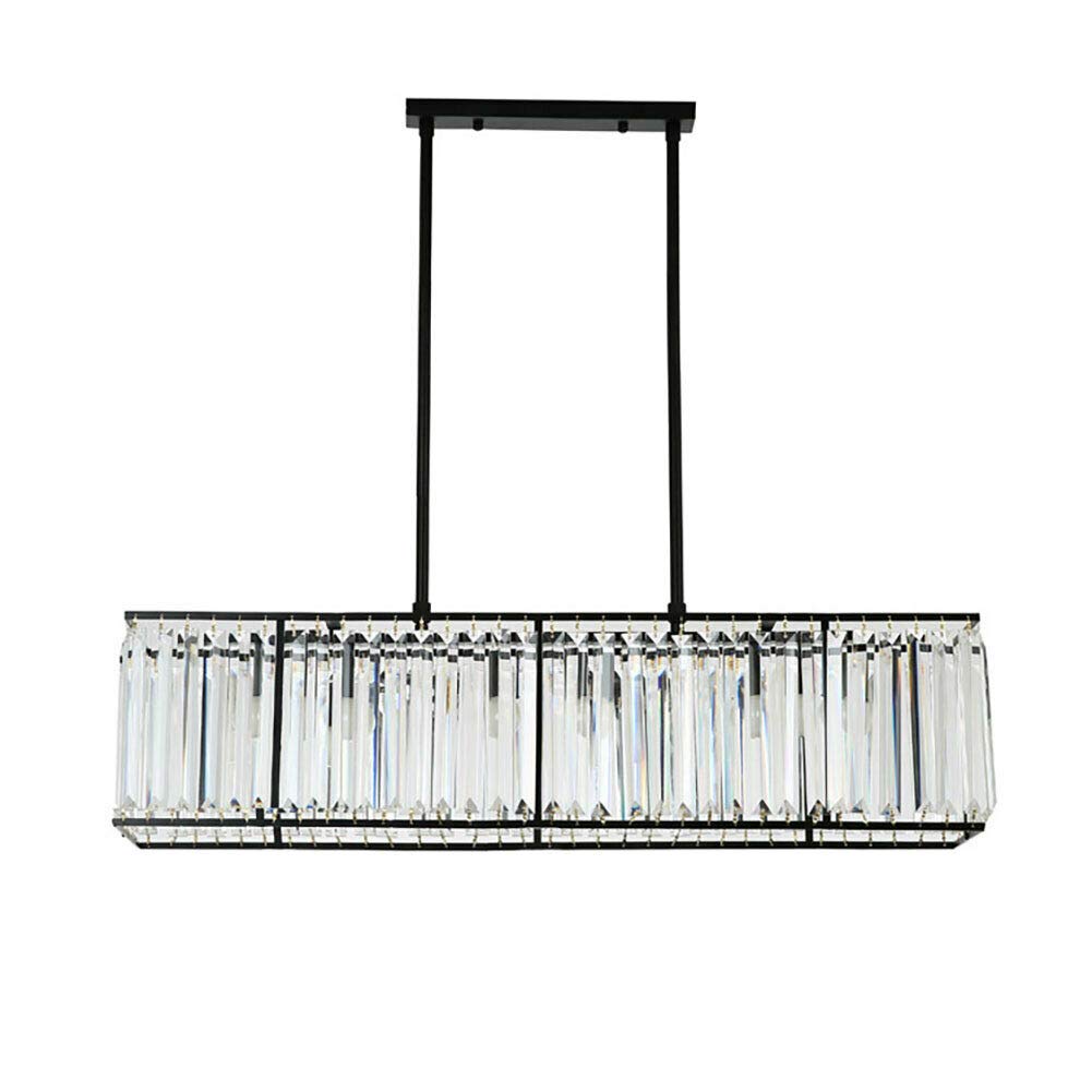 Luxury K9 Crystal Pendant Light - Modern Rectangular Chandelier Ceiling Fixture with Crystal Accents - Black Hanging Lamp for Living Room, Bedroom, Kitchen Dining Room - Perfect for Home Decor, Interior Lighting & Luxury Spaces